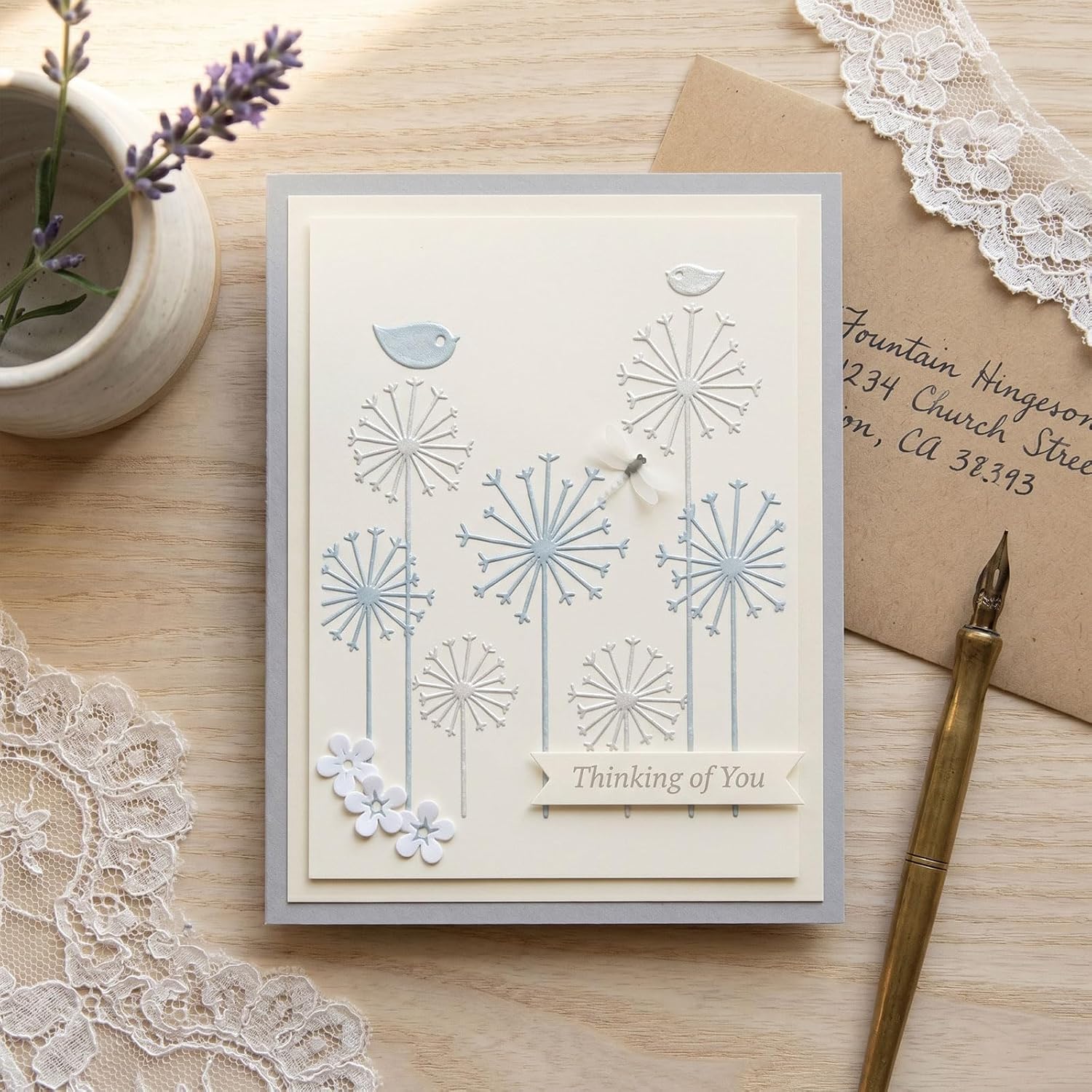 3D Plastic Embossing Folders for Card Making, Cute Bird Dandelion Frame Background DIY Plastic Template Photo Album Card Paper Handmade Scrapbooking DIY Craft Decor Template Mold