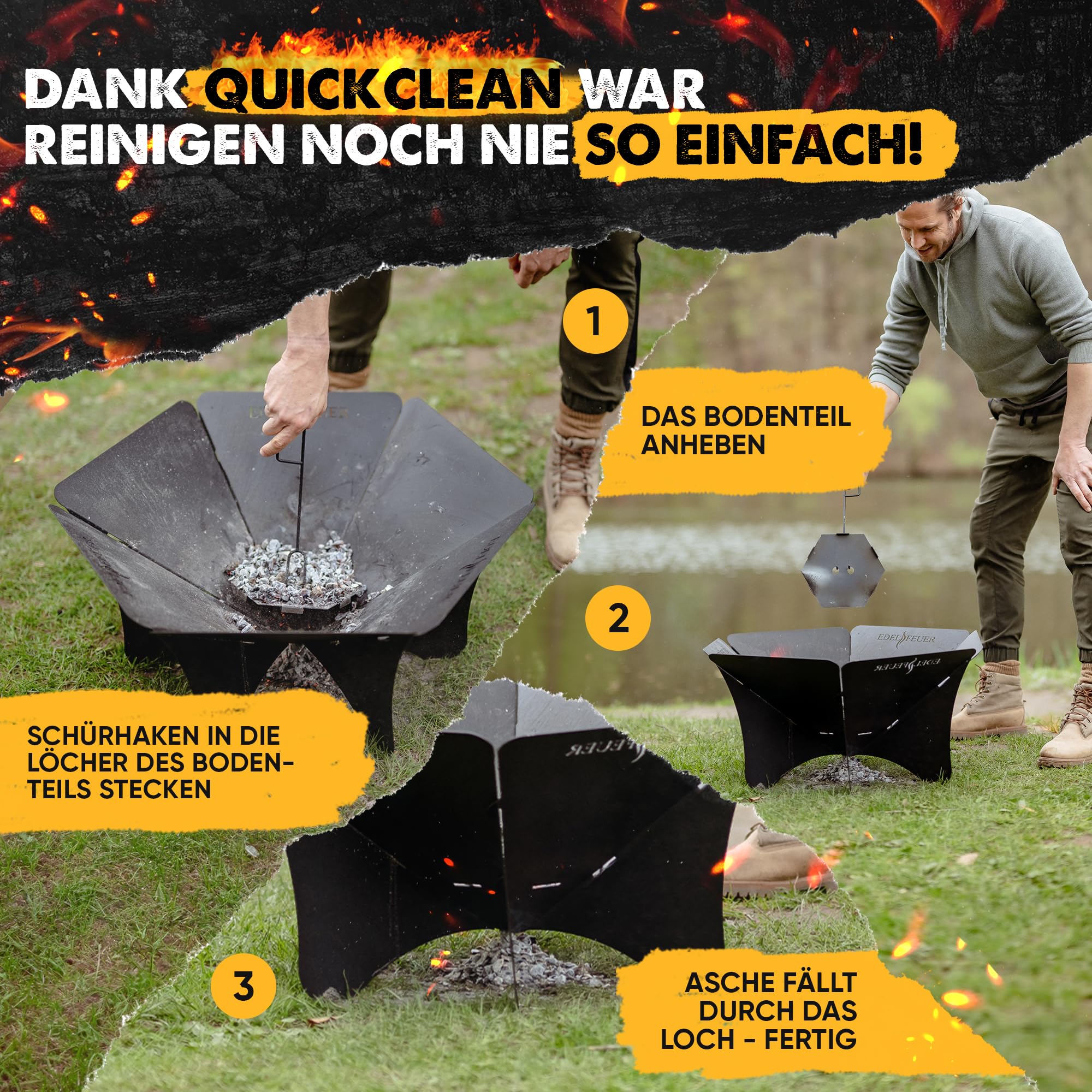 Faltbarer Lagerfeuer Grill Aus Kohlestahl – Tragbare Grillplatte & Grillrost Für Camping & Abenteuer