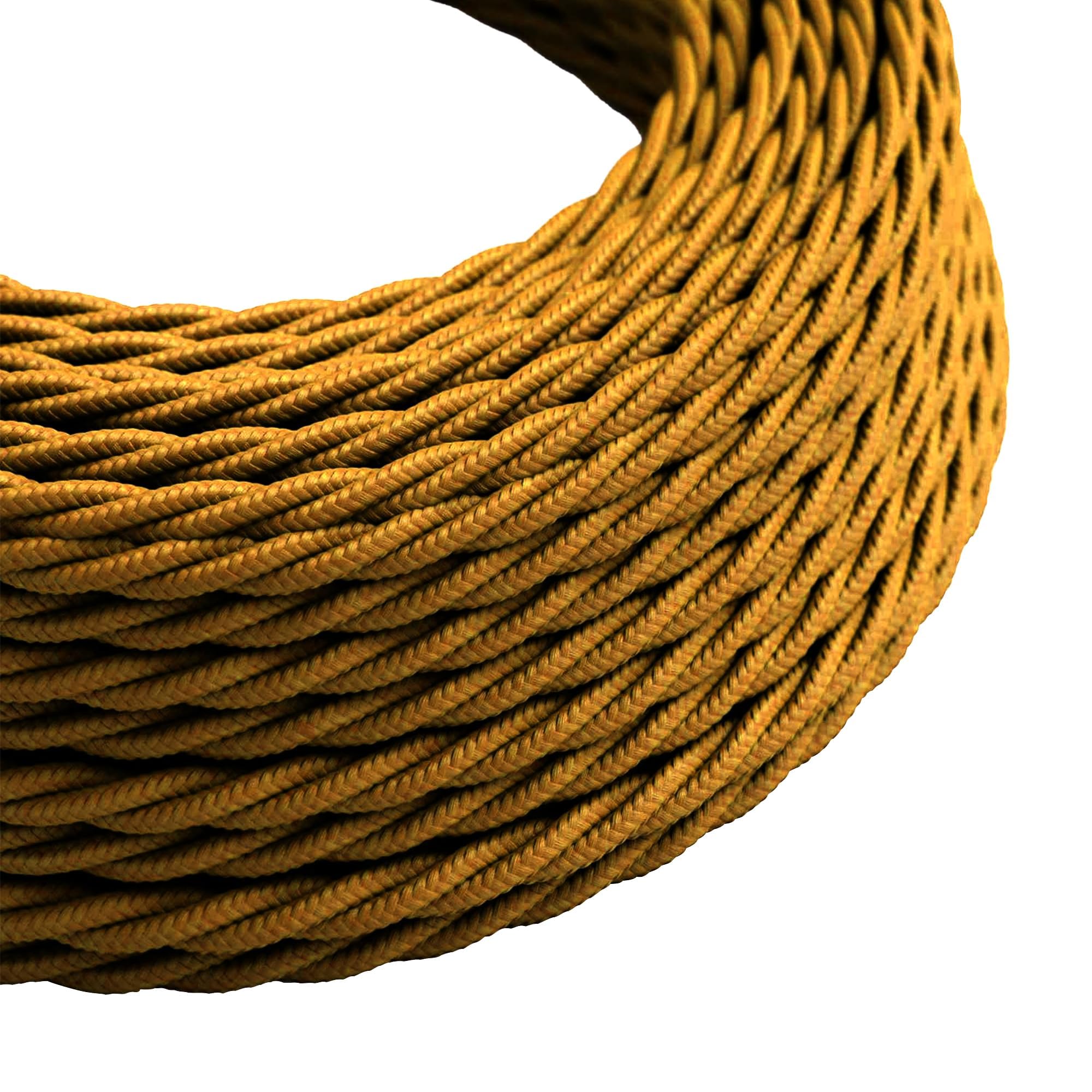 5 Meter Vintage 3 Core Twisted Electric Cable Fabric Covered Wire Italian Braided 0.75 mm Electrical Cable Flexible Wire for Lighting Other Appliances (Gold)