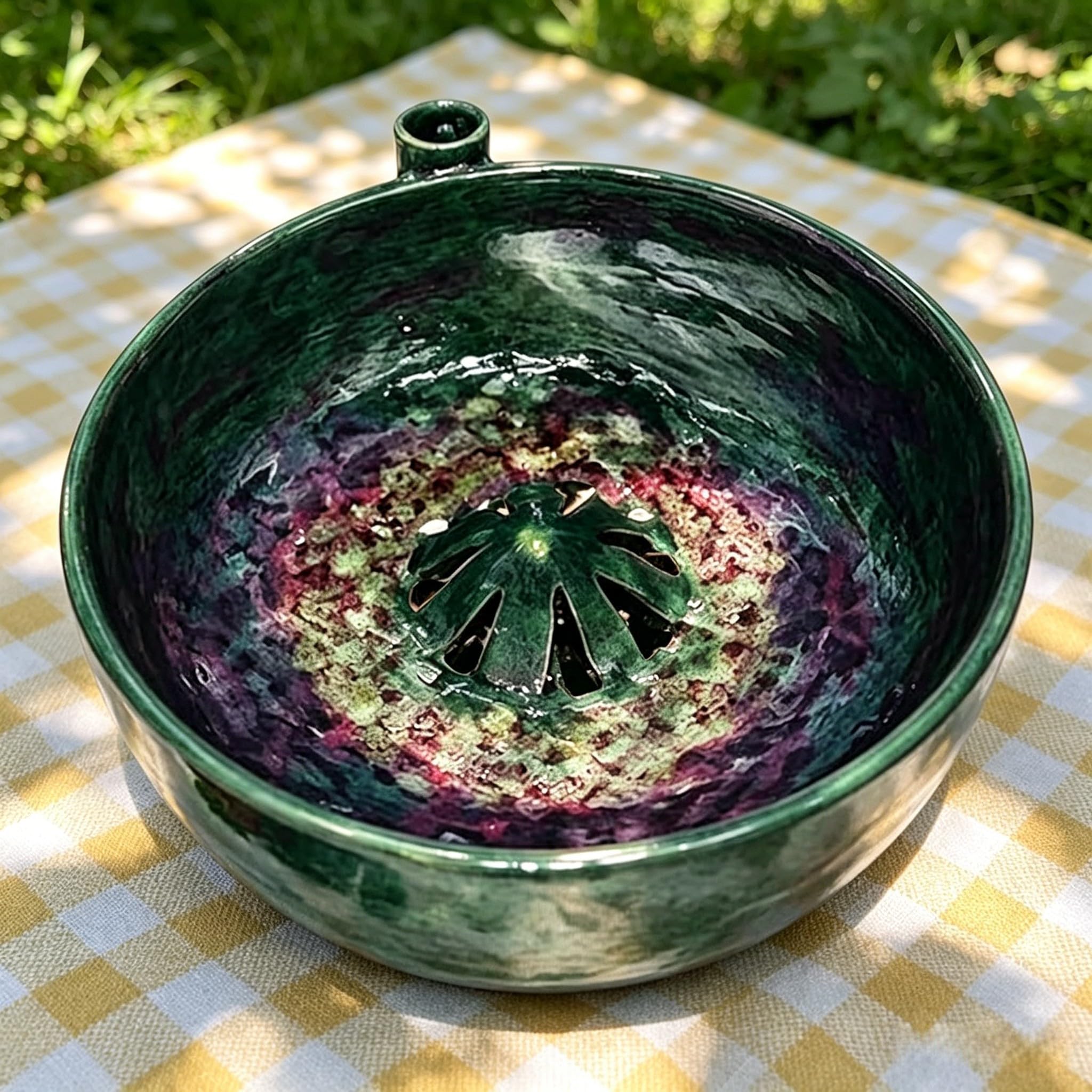 Cuenco de lavado de frutas autogiratorio, material de piedra para bayas delicadas, colador de drenaje rápido y plato para servir, diseño apilable que ahorra espacio