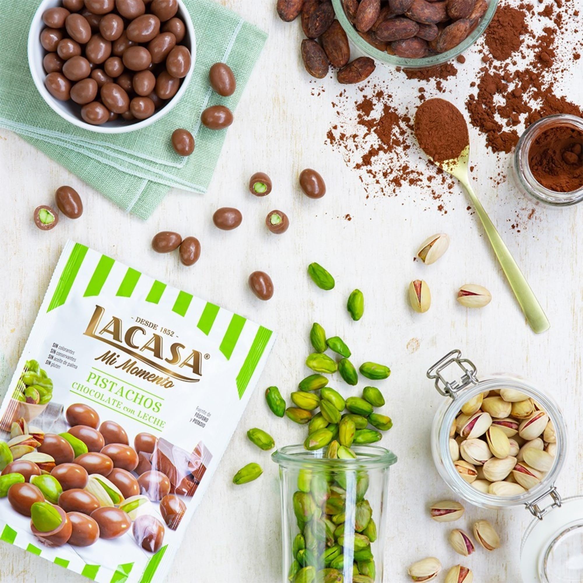 Lacasa Mi Momento pack de 5:Almendra 92% 65G,Arándano Negro,Almendra Negro,Naranja Negro,Pistacho Leche 100G