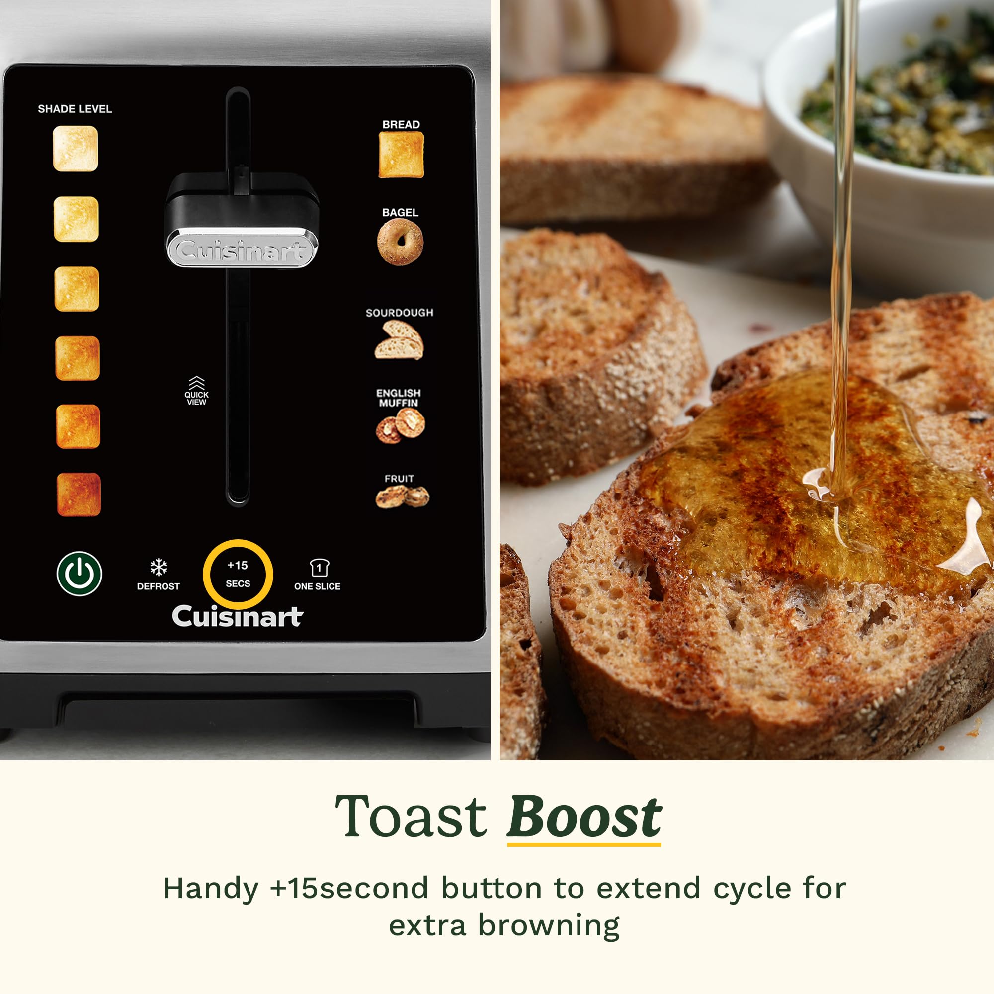Cuisinart Tostapane SimpliTouch XL Color Touchscreen a 2 fette | Slot extra-large | Display touchscreen a colori | QuickView High-Lift | Preset per pane, bagel, pasta madre, muffin e pane alla frutta