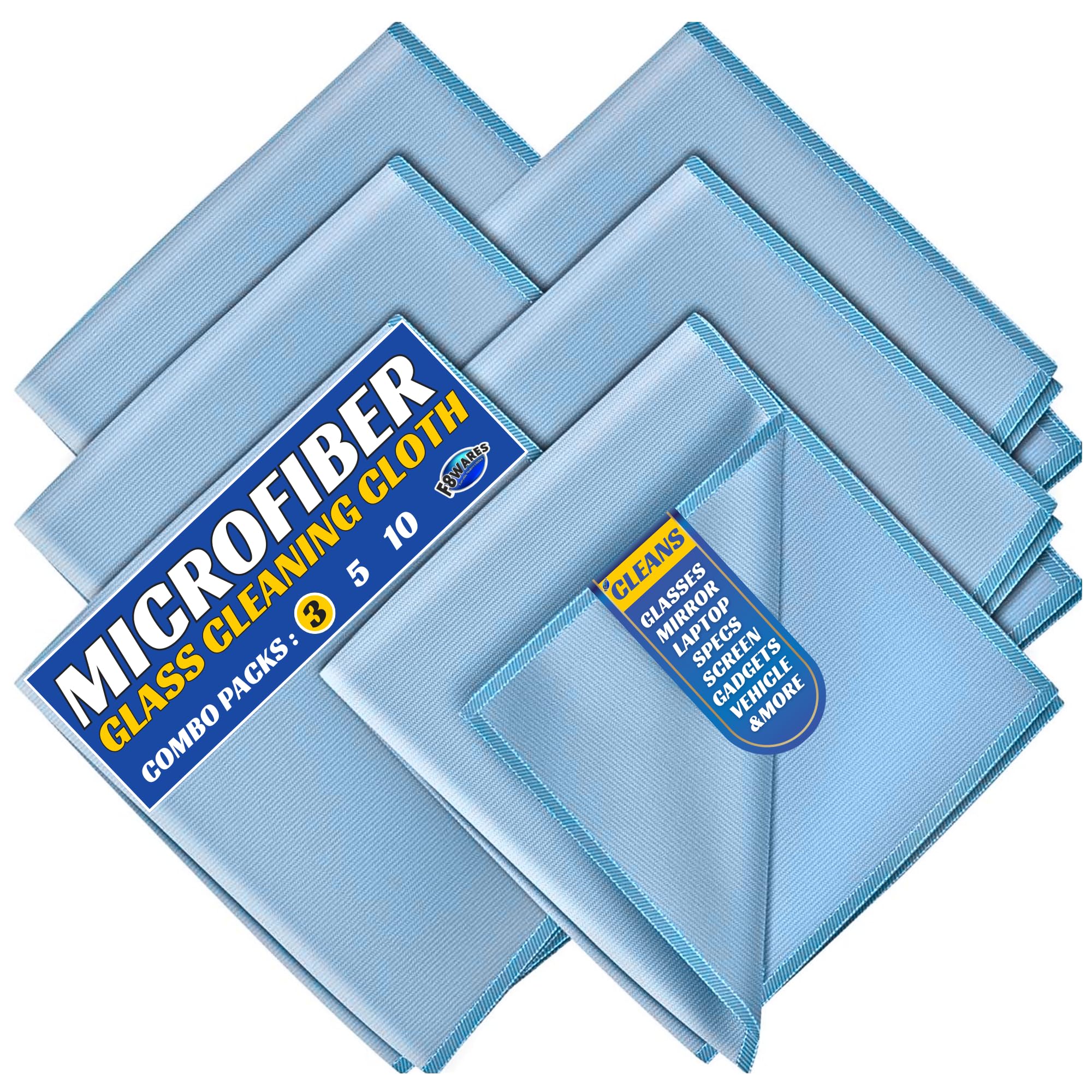 3PK Microfiber Glass Cleaning Cloth for Windows & Mirrors - Thickened Magic Cleaning Cloths and Wipes - Anti Scratch Dusting cloth for Kitchen,Car,Specs,Laptop,Mobile & Tv Screen Cleaning Blue-image-37