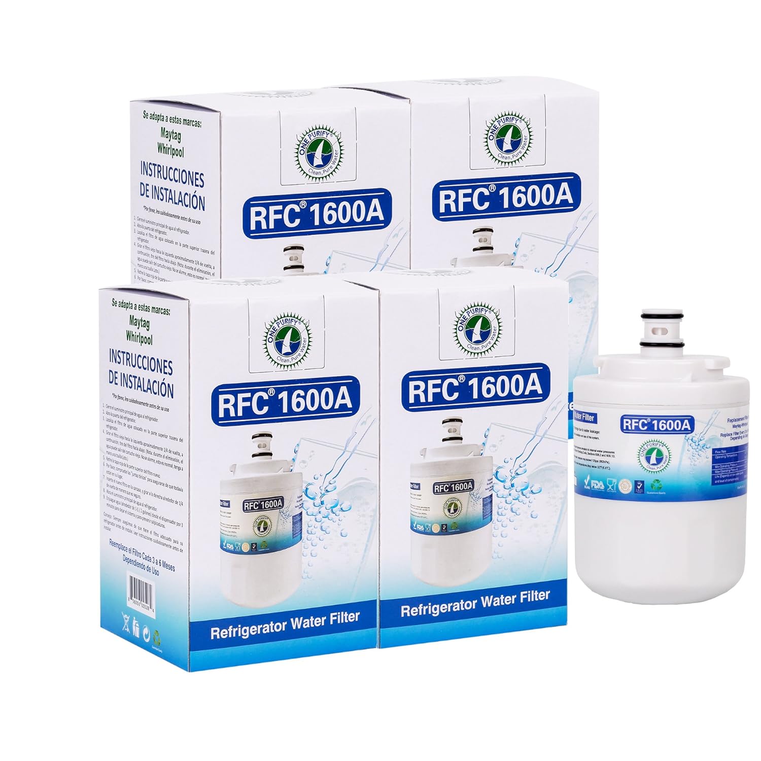 4 Pack Maytag UKF7003 EDR7D1 Filter 7 Compatible Refrigerator Water