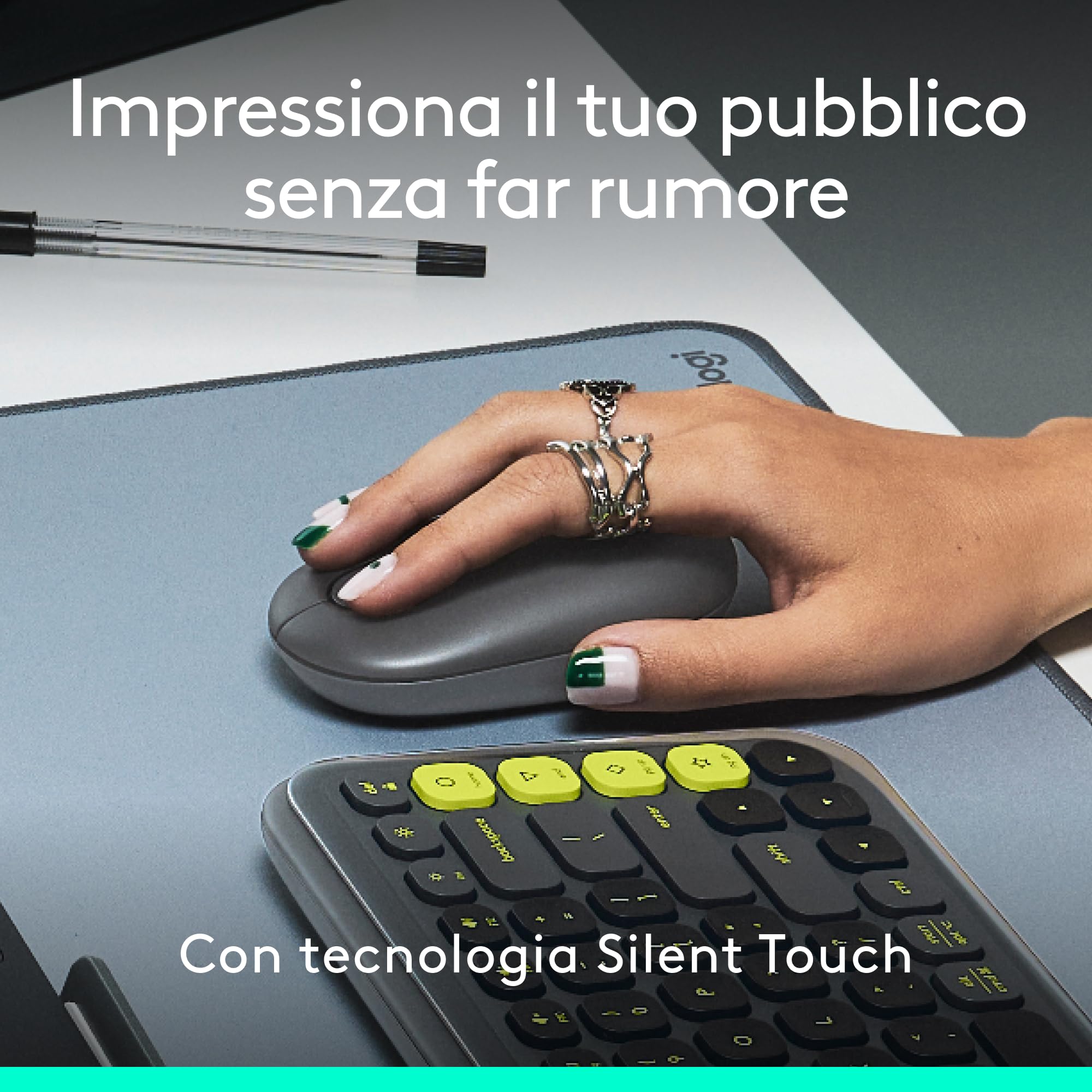 Logitech POP Mouse, mouse wireless Bluetooth compatto e portatile con pulsanti programmabili e clic discreti, Easy-Switch tra un massimo di 3 dispositivi, laptop, tablet, PC - Graphite