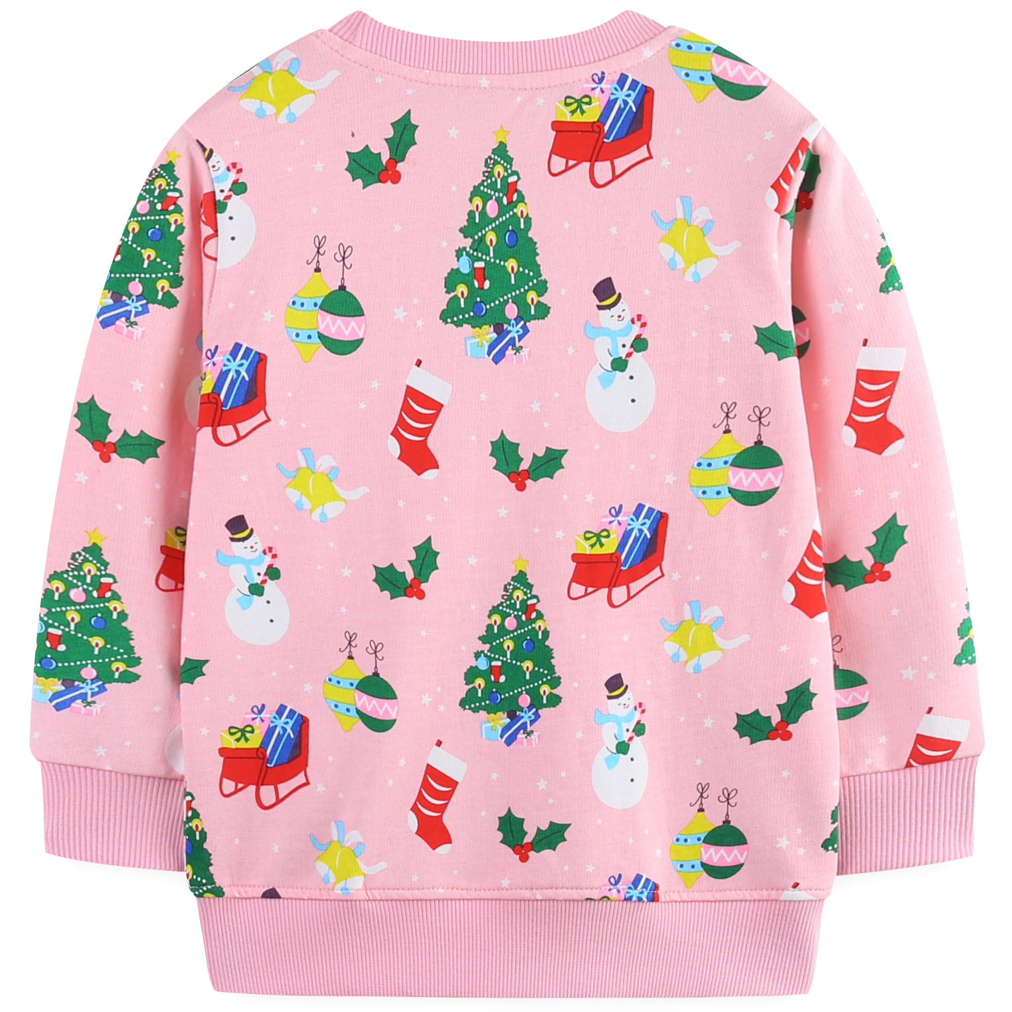 AIWUHE Toddler Christmas Sweatshirts Boys Girls Pullover Crewneck Tops Shirts Long Sleeve Sweater Cotton Fall Clothes Blouse Pink Christmas 6T 8222