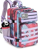 Vista 12 de Mochila táctica militar de 45 L para senderismo, hombres y mujeres, mochila militar Molle para camping, pesca, viajes, Negro -, Mochilas de mochila