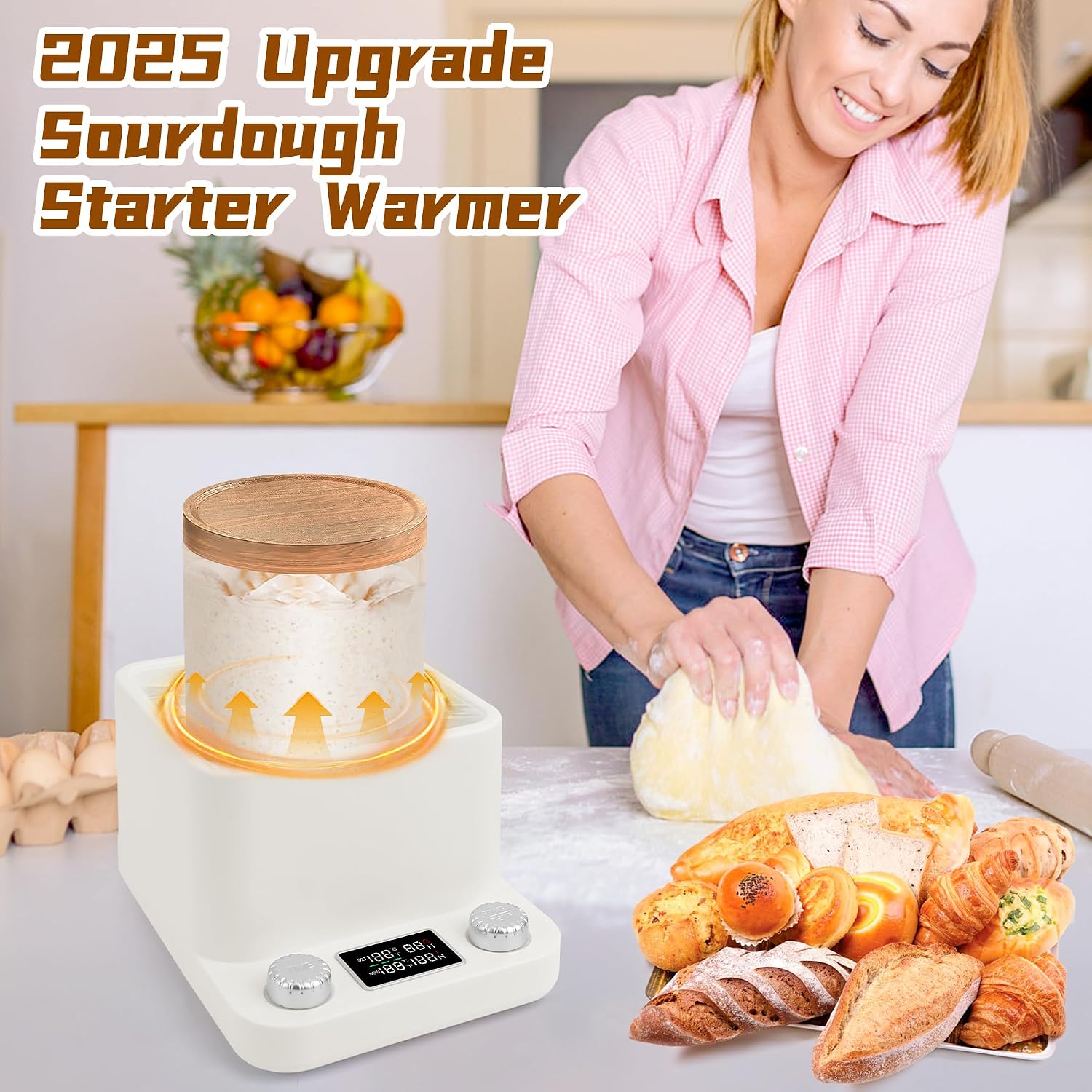 Windspeed 2025 Upgrade Sourdough Starter Warmer Mat for Sourdough Bread Warming Mat, 198H Timer Design, Temperature Control Range 70°F-110°F, Accurate to 1°F, Ideal Tool for Home Baking