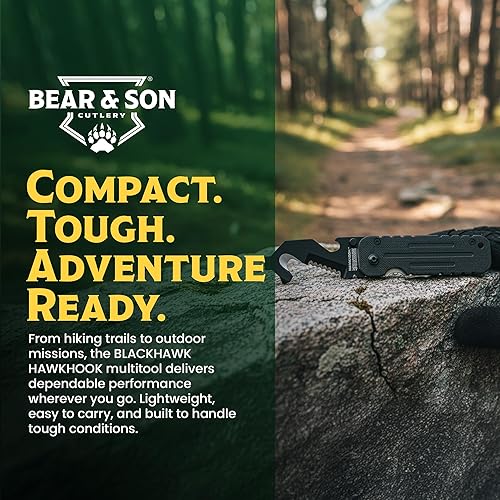 Miniatura 6 de BLACKHAWK HAWKHOOK Multiherramienta compacta de supervivencia, hoja 9CRMOV18 de 2-14 pulgadas con mango G10 con rompedor de vidrio, cortador de