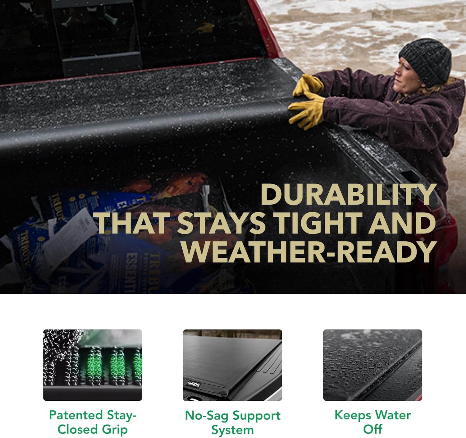 Gator EFX Soft Roll-Up Truck Bed Tonneau Cover - Heavy-Duty Truck Bed Protection - Durable Vinyl Panels - Hard Folding Tonneau Cover - 2019-2025 Dodge Ram 1500, 2010-20 2500/3500 - 6'4" Bed
