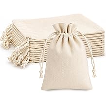 Cotton Drawstring Bags 7x10 cm, 50 Pack Muslin Favor Bags, Small Gift Bags for Jewelry, Coins, Potpourri, Wedding Favors, Halloween Candy, Crafts, Party Supplies & Storage