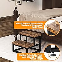 Vista 2 de Taburetes de madera de 2 escalones para adultos y niños, taburetes resistentes de madera para camas altas, 2 taburetes antideslizantes para pies
