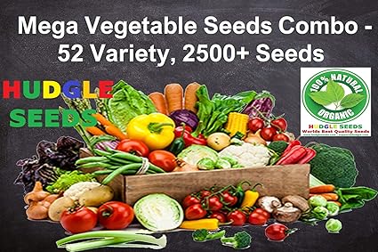 Hudgle 52 Variety of Vegetable Seeds Terrace And Kitchen Gardening - 2500+ Seeds with Instruction Manual (Hudgle Vegitable Seeds)