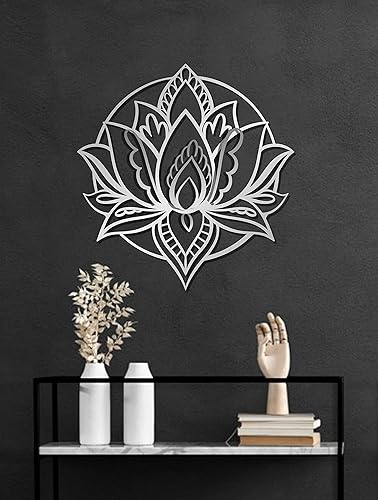Arte de pared y decoración de mandala de metal, regalos de arte de metal de Manadala floral con tonos brillantes o mate, decoración de pared de
