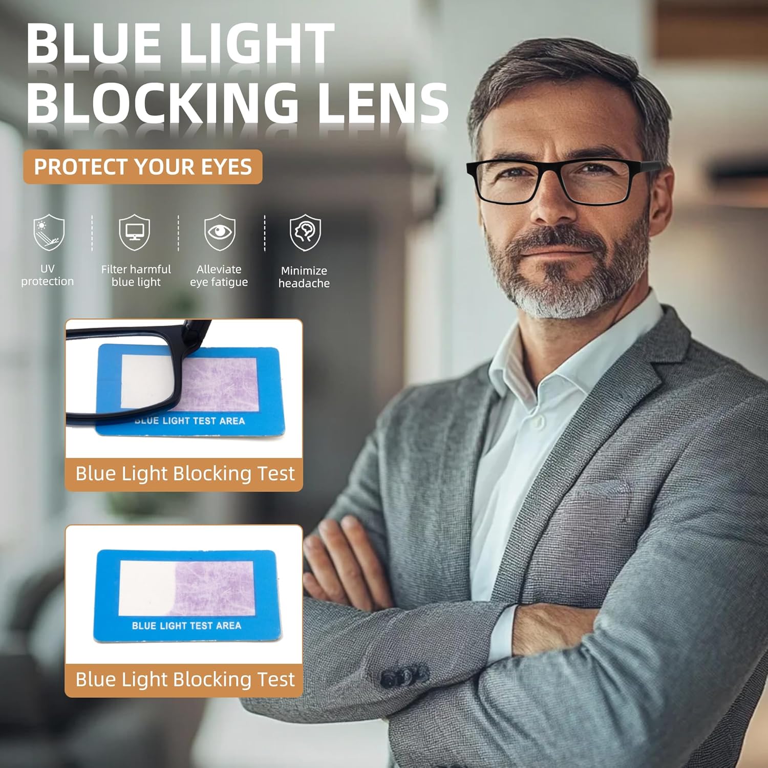 HIYANJN 3 Pack Progressive/Bifocal Reading Glasses for Men Blue Light Multifocal Readers With Rectangular Frame Lightweight - Image 6