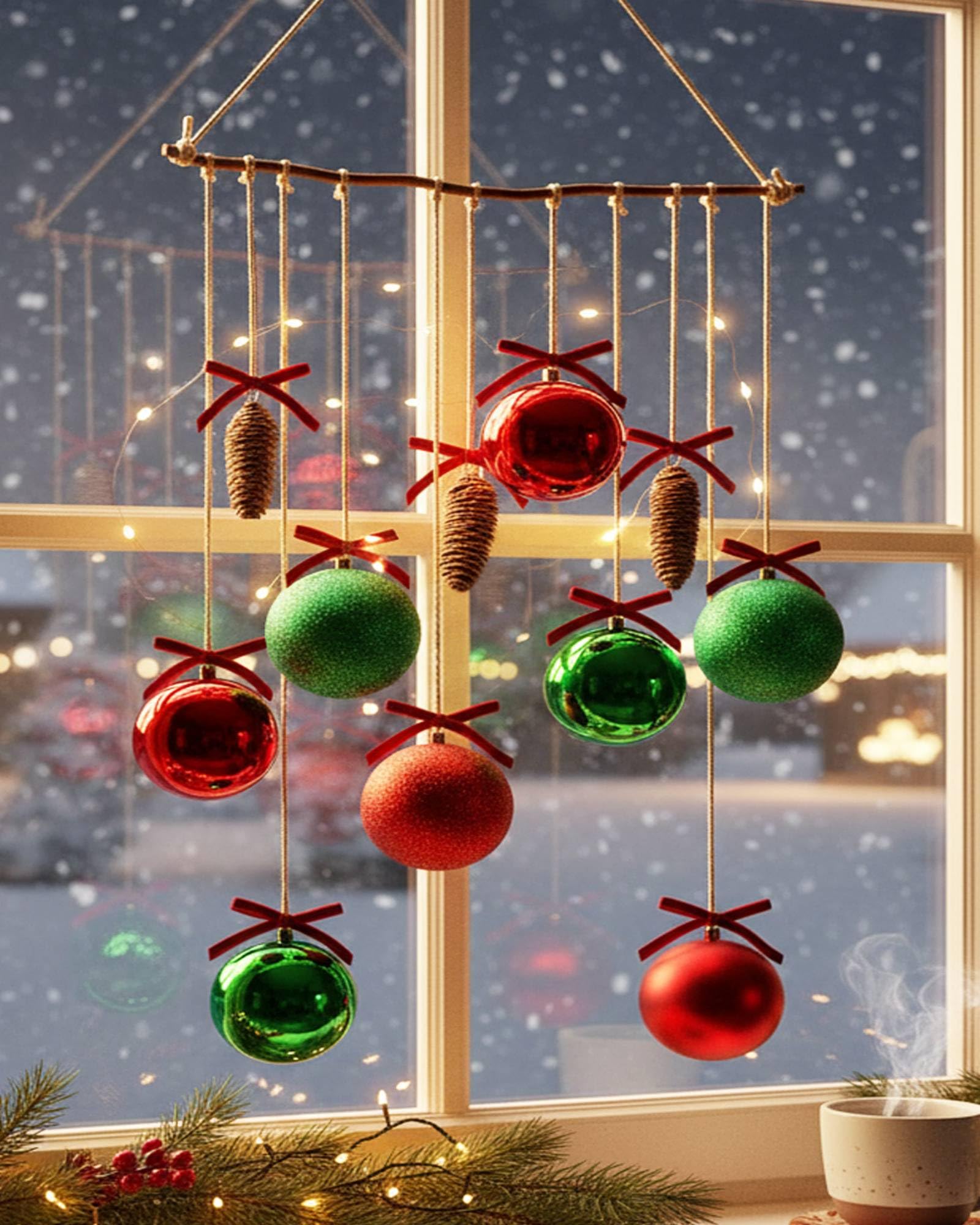 GlikCeil Grande boule de Noël à suspendre - Décoration murale bohème rustique pour Noël, salon, salle à manger, salle de bain, chambre à coucher, cuisine