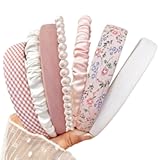 Headbands for Women Girls&comma; 7pc Set - Non Slip Floral Padded Headbands Cute Pearl Headband for Girls Vintage Wide Headband