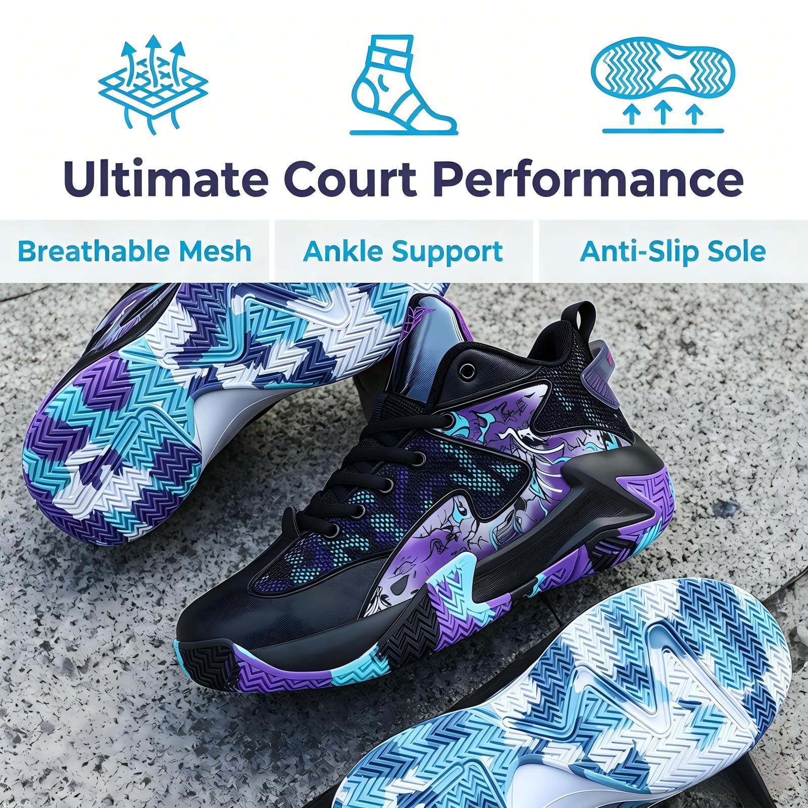 Zapatillas de Baloncesto Unisex Hombre Mujer Altas - Deportivas con Protección de Tobillo, Antideslizantes, Respirables y Muy Confortables, para Entrenamiento y Partido, Tallas 37-46 EU