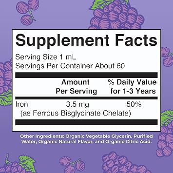 MaryRuth's Iron Supplement for Toddlers | Liquid Iron Supplement for Children Ages 1-3 | Iron Supplement for Iron Deficiency | Ferrochel | Sugar Free | Vegan | Non-GMO | Gluten Free | 2 Fl Oz