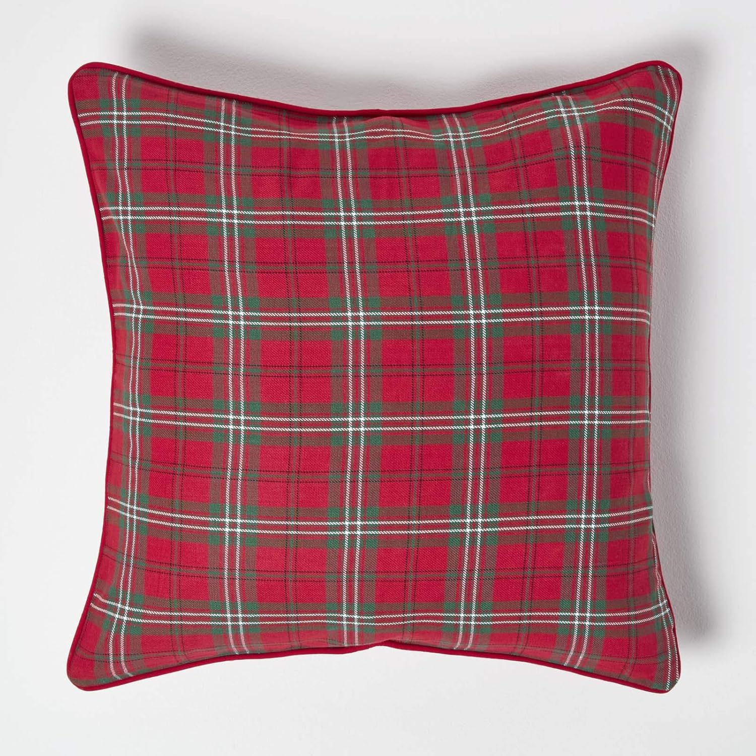 HOMESCAPES 100 Cotton Edward Tartan Check Large Cushion Cover 60 x 60 cm Square 24 x