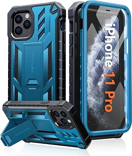 FNTCASE Funda para iPhone 11 Pro funda protectora dual para teléfono celular de grado militar a prueba de golpes con función atril, protección