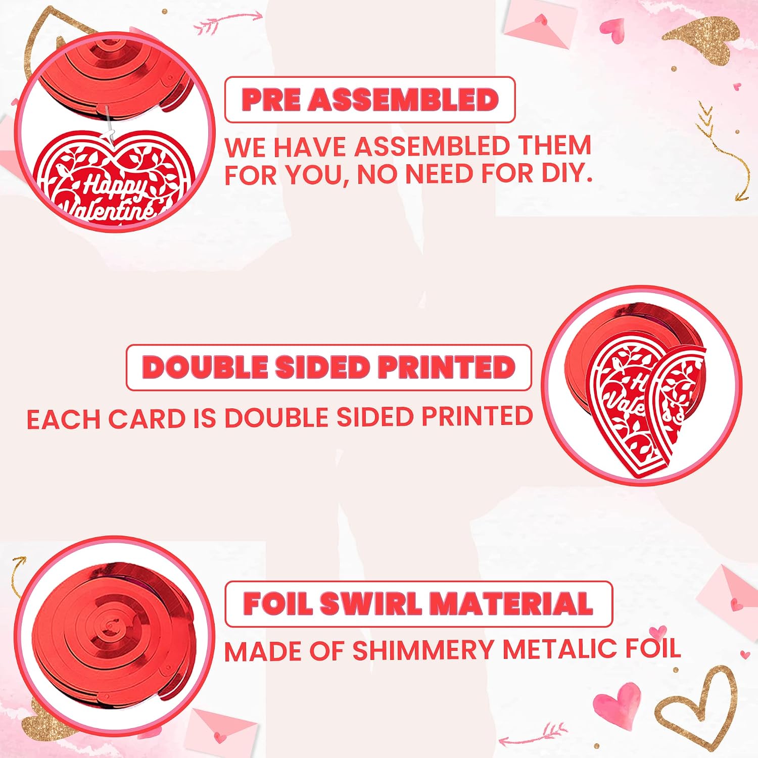 KatchOn, Valentines Hanging Swirls - Large, Pack of 30, No DIY | Valentines Day Hanging Decorations | Hanging Valentines Day Decorations | Hanging Hearts Decorations for Valentines Day Decor