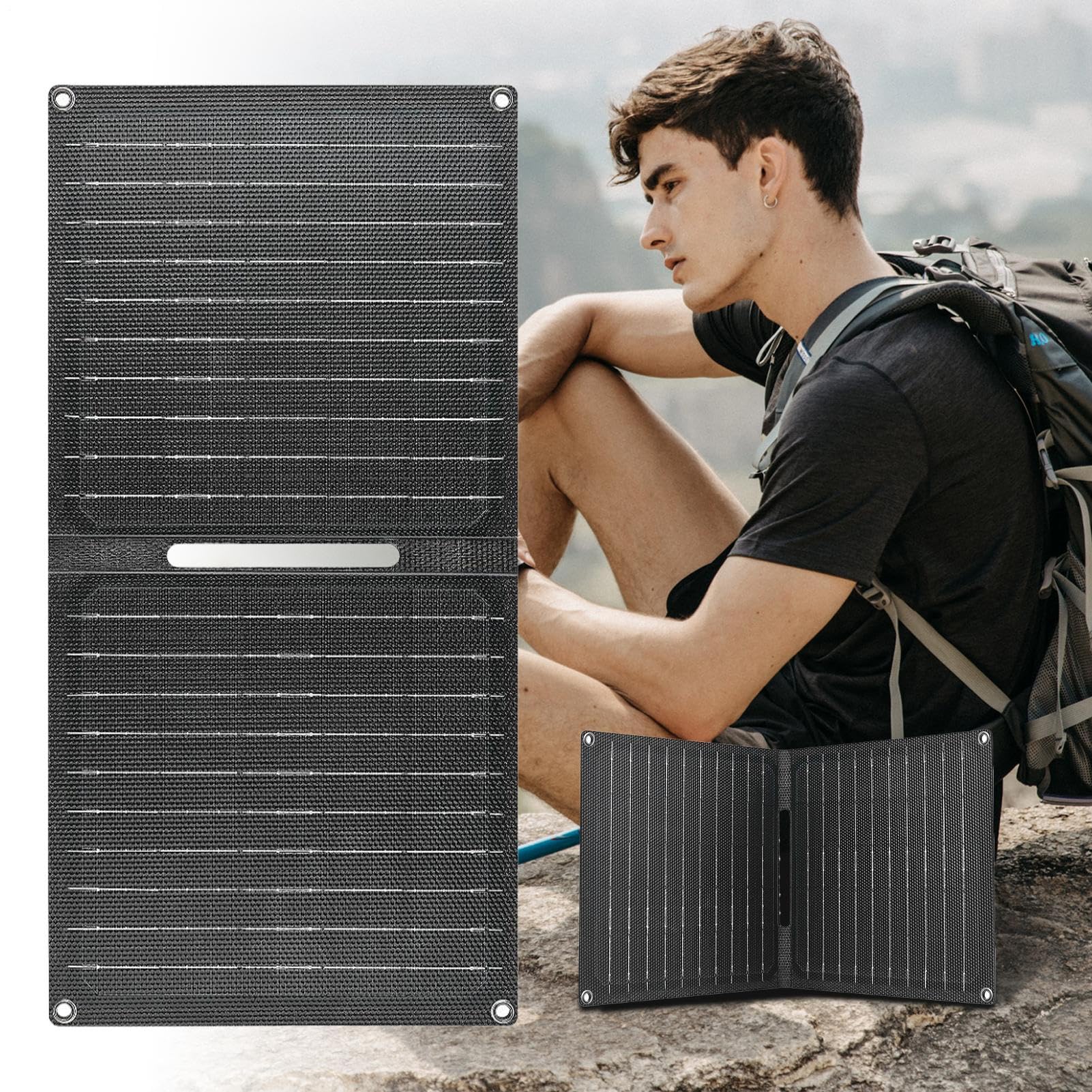 Chargeur Solaire | Panneaux Solaires 30W Extérieur,Chargeur Imperméable et Pliable pour Téléphone, Tablette, Camping-Car, Randonnée et Aventures en Extérieur