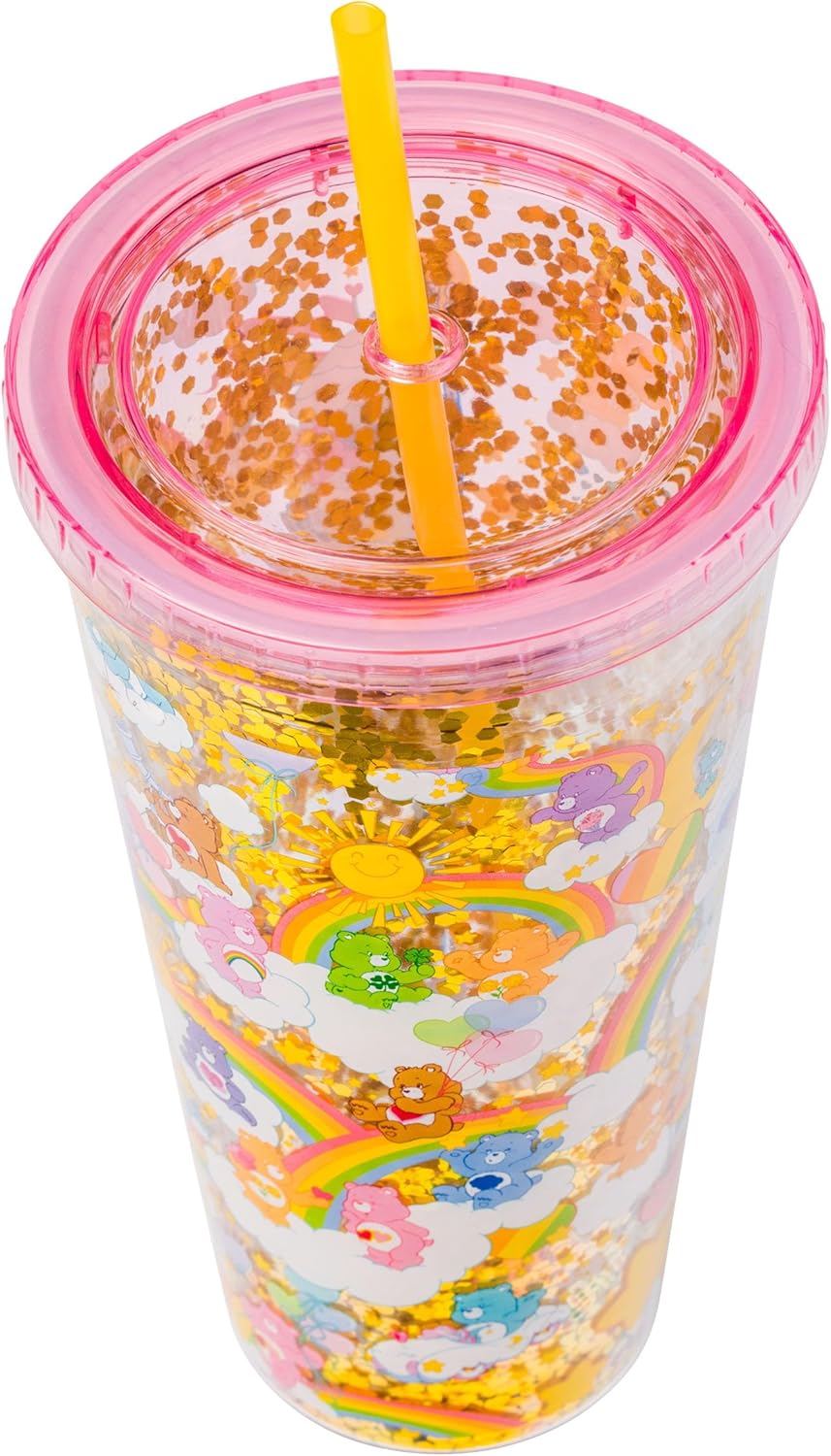 Silver Buffalo Care Bears Rainbow Stars Gold Confetti Cold Cup Featuring Funshine, Grumpy, Good Luck, Bedtime, Cheer, and Tenderheart Bears, 32 Ounces - Image 3