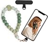 Silicone Beaded Phone Wrist Strap,Phone Bracelet Strap with Tether Tab,Elastic Hands-Free Wristlet Strap Green Daisy