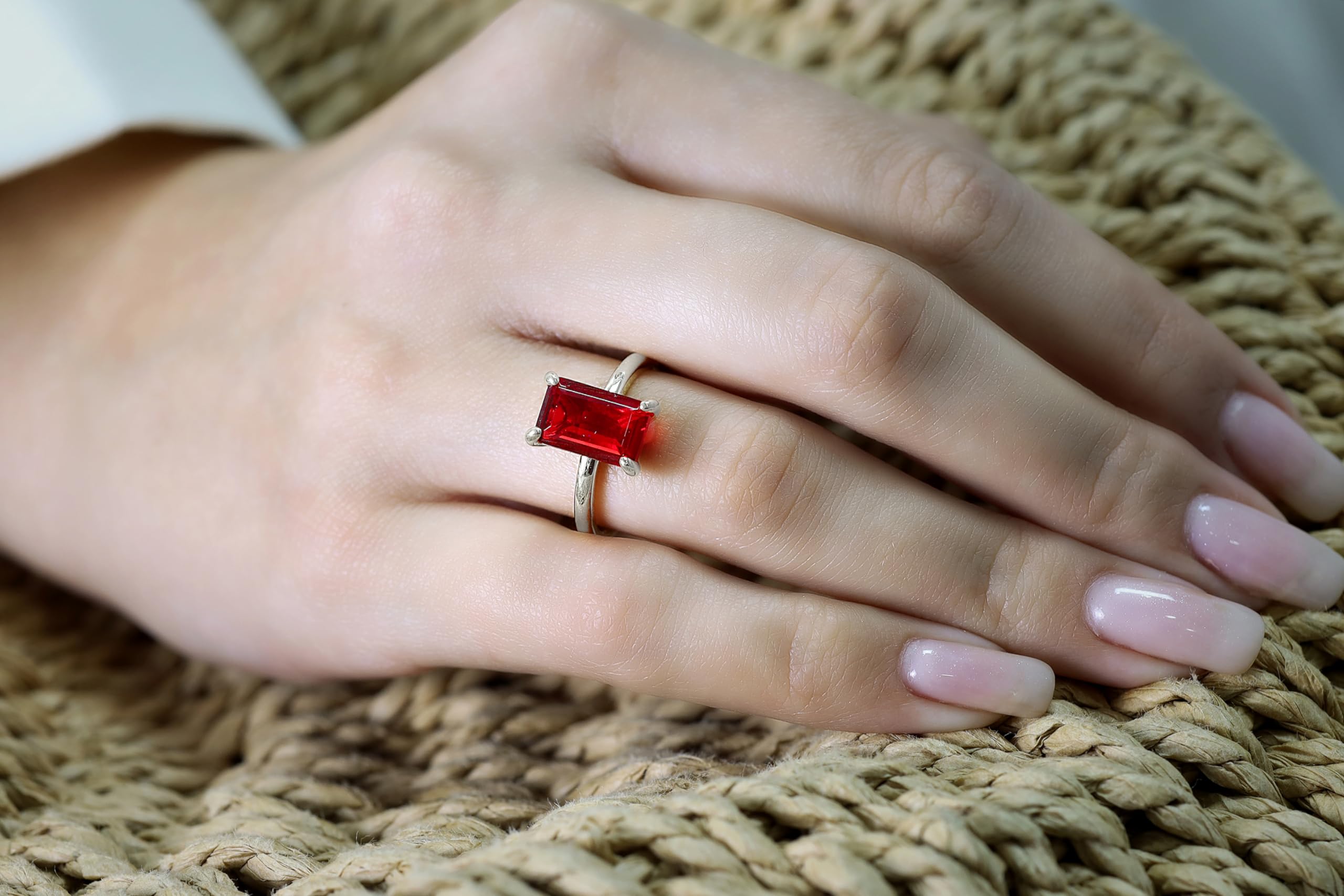 Vibrierende Rubin Ring - Handwerkliche Schmuck Ring für Frauen - Exquisite Handgefertigte Ringe, Verlobungsring, Jahrestag Ring, Geburtsstein Ringe für Damen - Benutzerdefinierte Ring mit Kasten