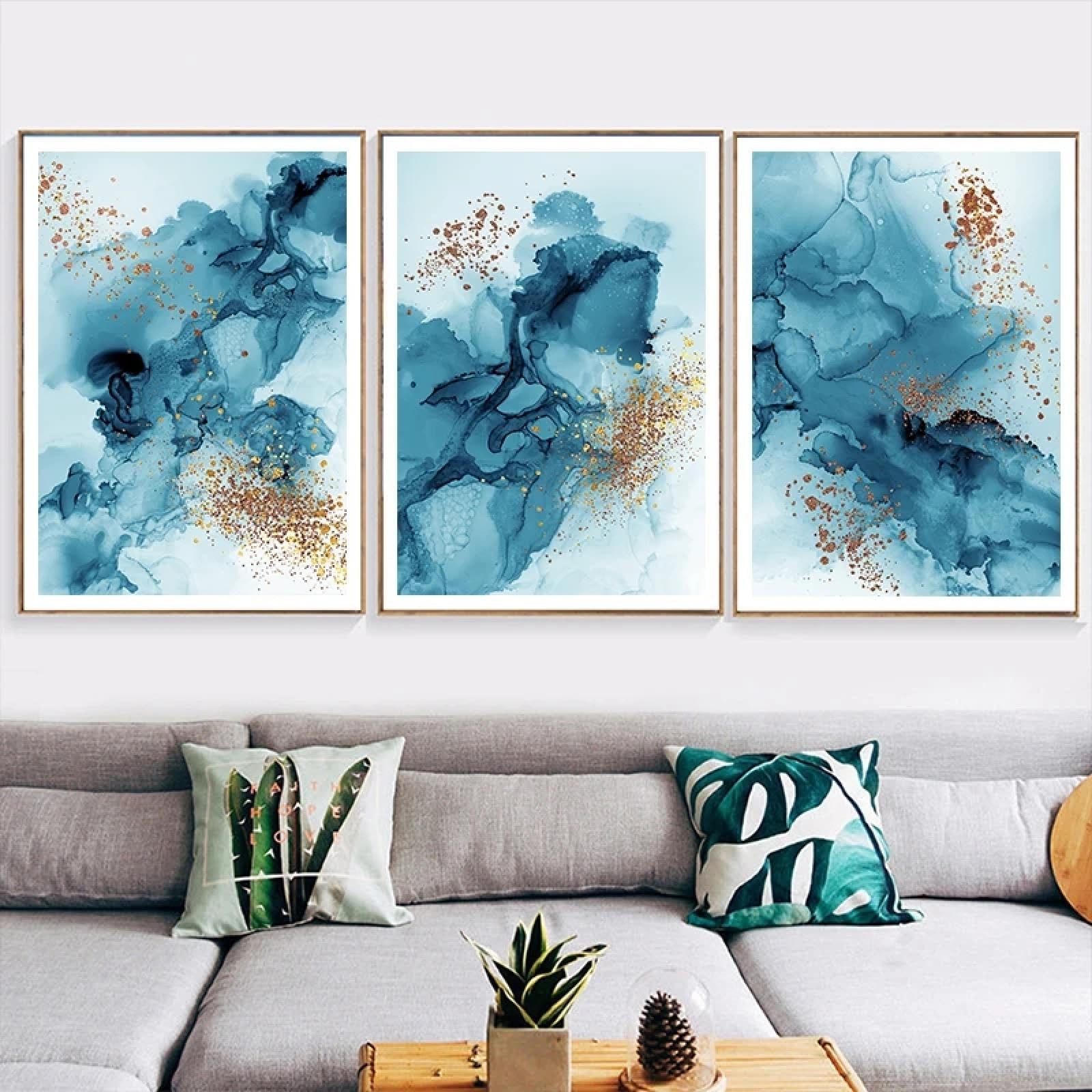 Gravures modernes abstraites KemneT bleu texture effet huile - 6