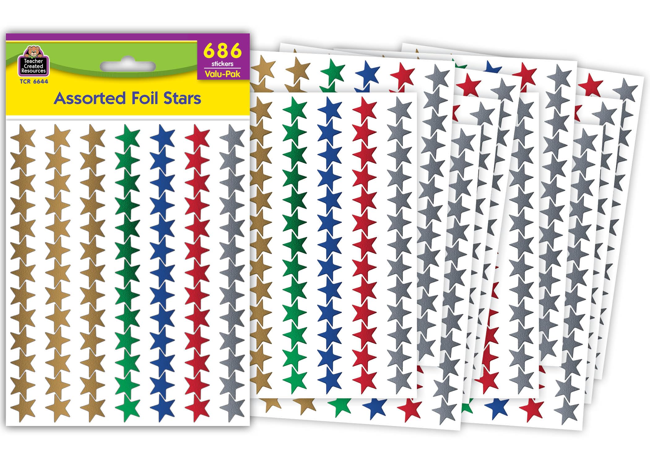 Teacher Created Resources 6644 Valu-Pak Aufkleber, Rot, Blau, Gold, Grün, Silber, Each, 686 Count