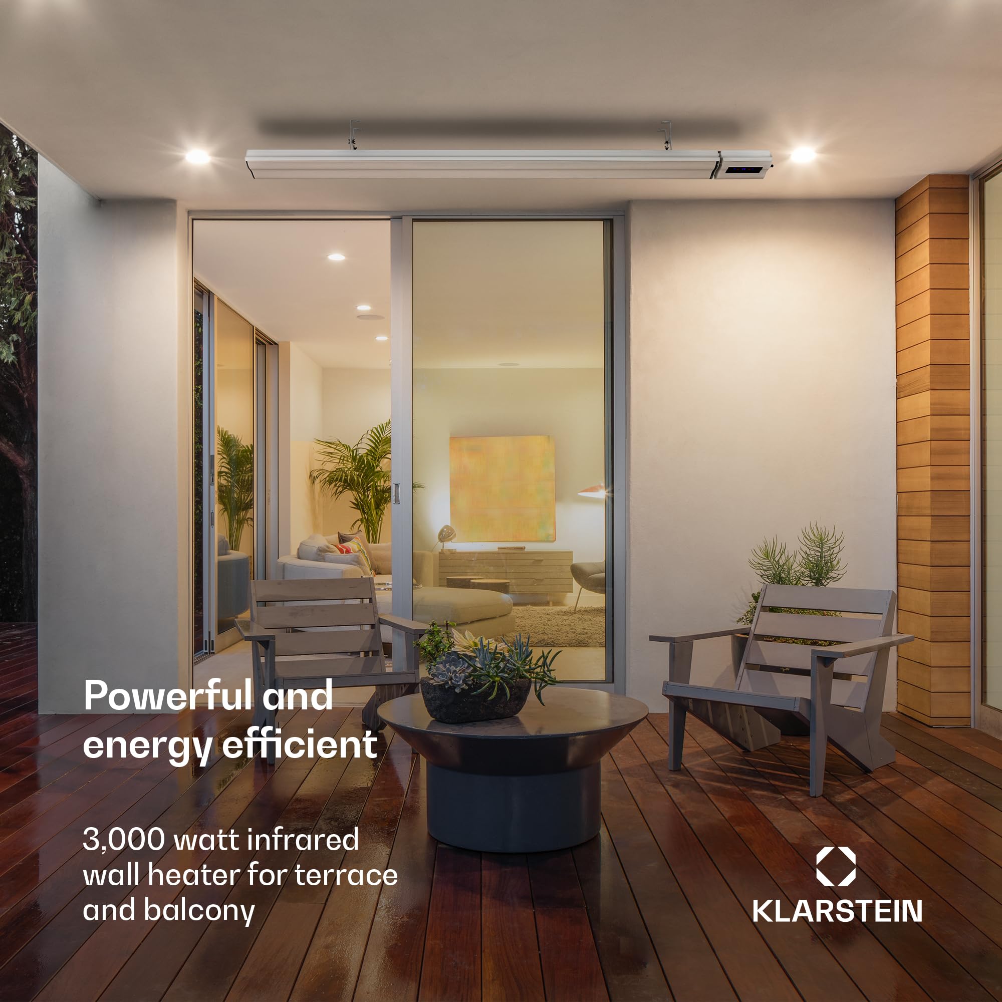 Klarstein Cosmic Beam Calefacción Inteligente para Terraza - Calentador infrarrojo oscuro para Terraza con Calefacción Infrarroja Comfort Heat, controlable mediante App, Temporizador, Instalación de