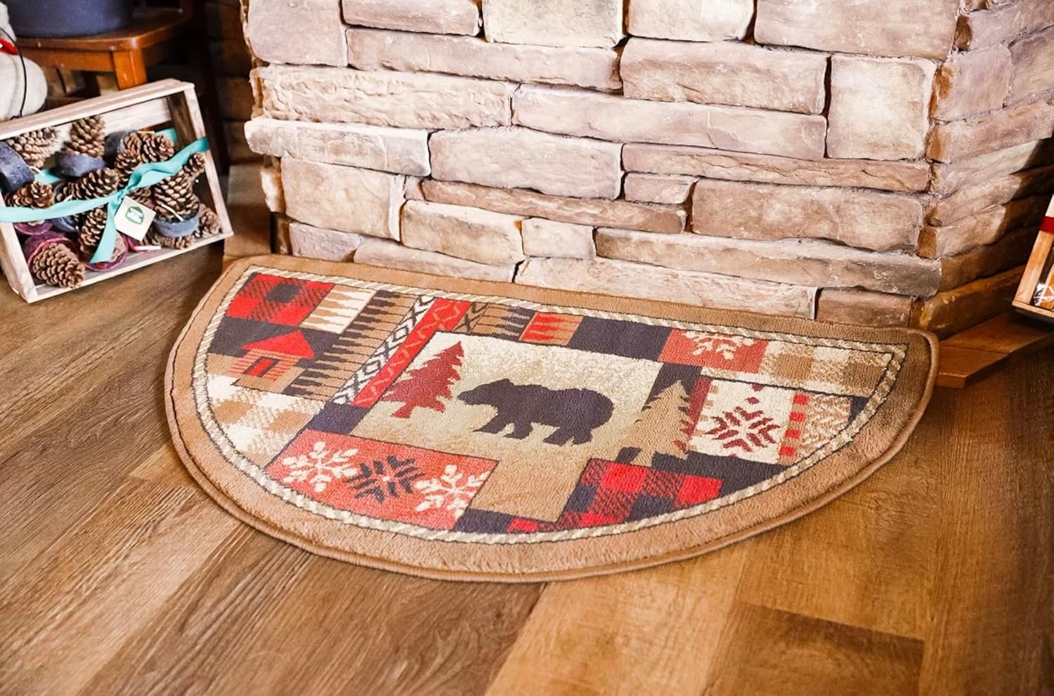 Fireside Goods of The Woods Oriental II Bear Half Round Rug