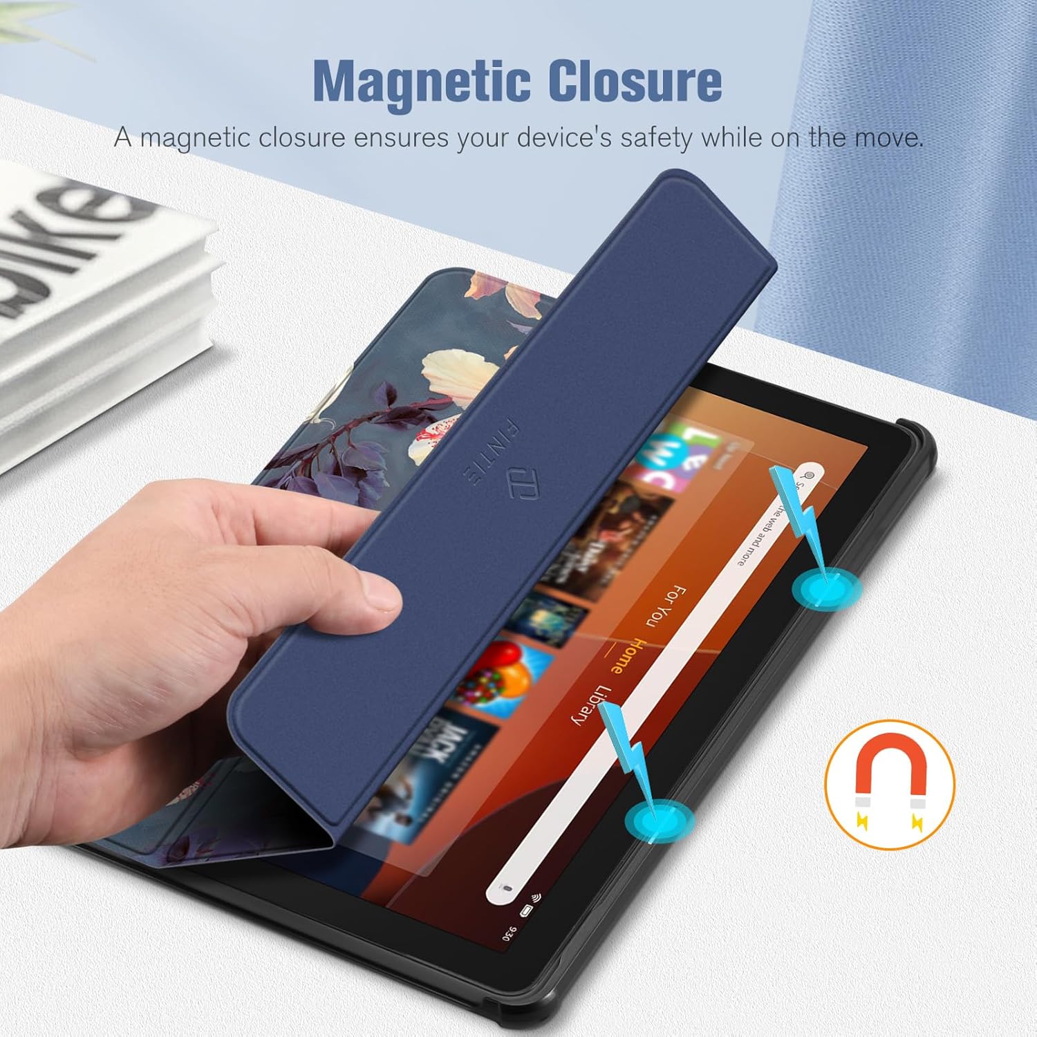 Fintie Slim Case for All-New Fire HD 10 Tablet (13th Generation, 2023 Release) - Trifold Lightweight Hard Shell Stand Cover with Auto Wake/Sleep, Blooming Hibiscus