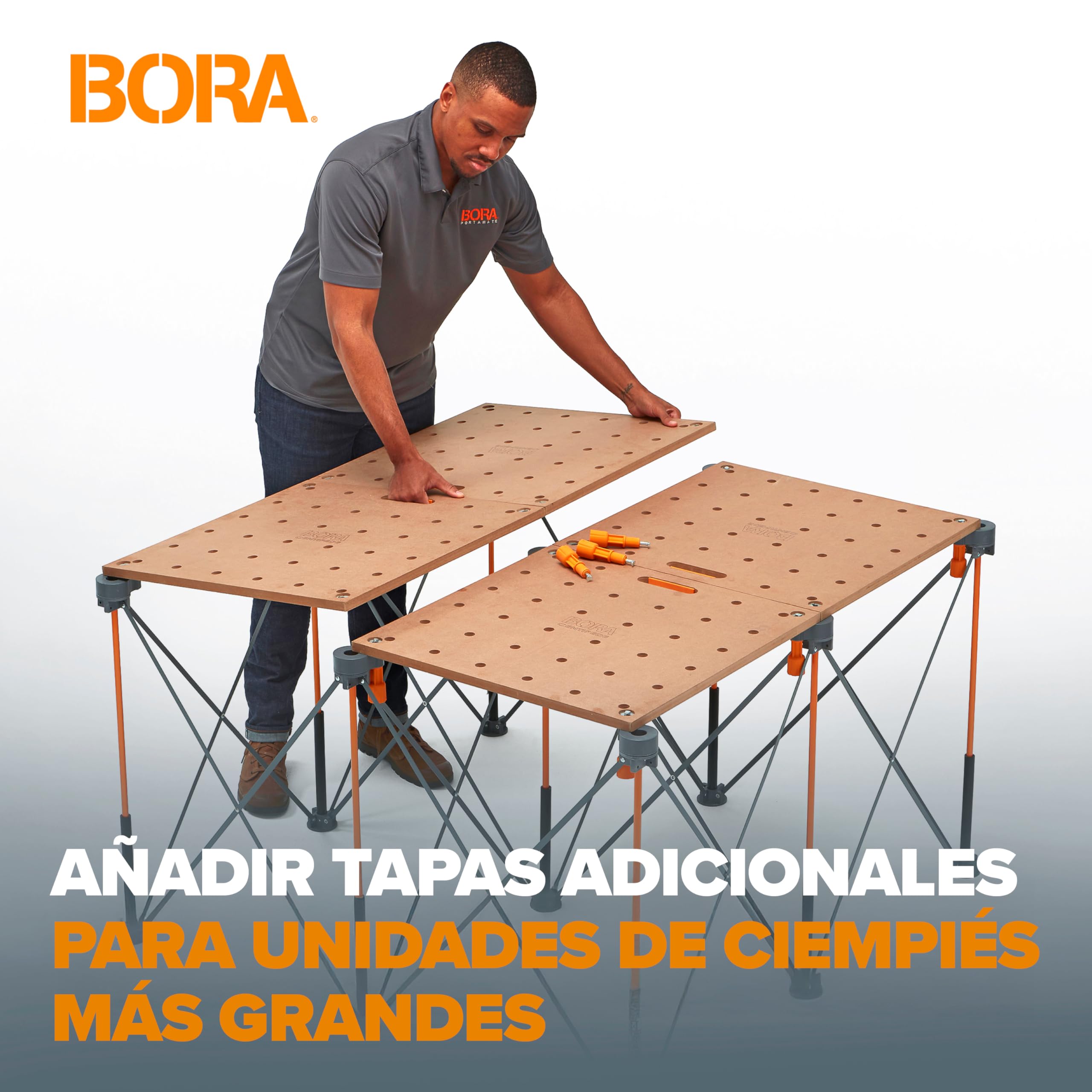 Bora Centipede CK22TM Mesa de Banco de Trabajo 24 x 48 Pulgadas con Parte Superior de Madera y Agujeros de 20 mm