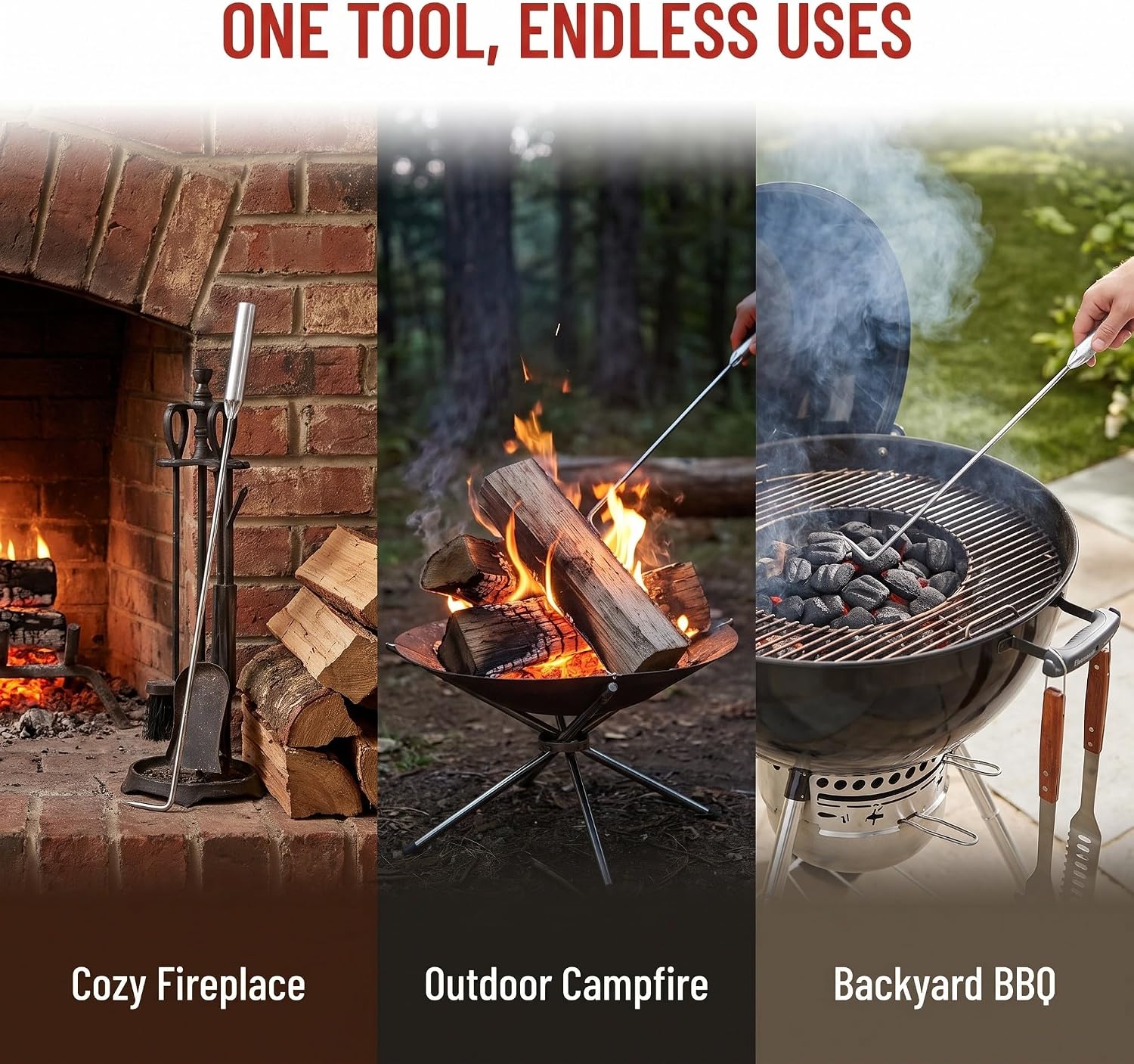 Ipetboom 5pcs 20'' Stainless Steel Fire Poker Stick, Fire Pit Accessories