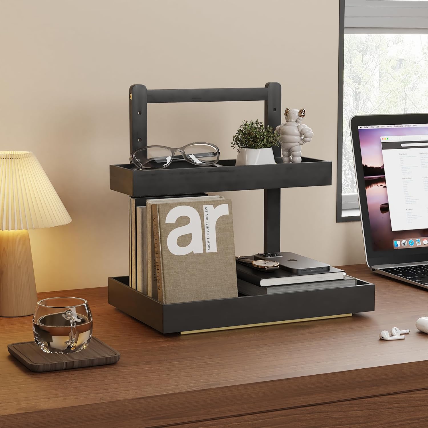 Bamboo Under Sink Organizer and Storage, 2 Tier Pull Out Cabinet Organizer, Slide Out Under Sink Storage Shelf, Undersink Organizers Shelves for Kitchen Bathroom Organization (Black, 2 Packs) - Image 7