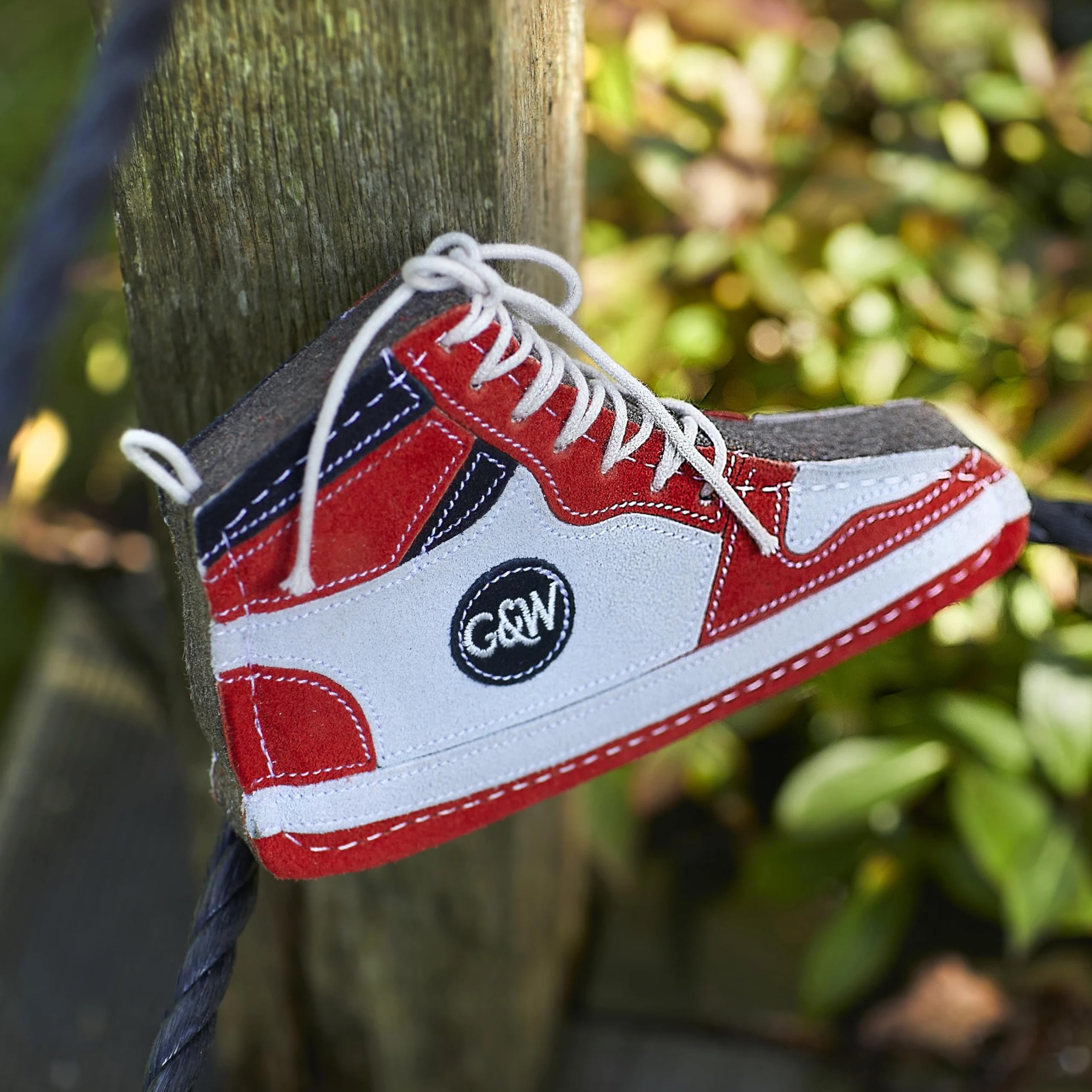 Green & Wilds Eco-Friendly Natural Dog Toy - Gordan Hi-Top Trainer Chew Toy - Red & White Trainer Shaped Toys For Dogs - Image 4