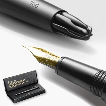 TAG Submarine Luxury Fountain Pen TurbineDriven Refill, Gold-Plated Medium Nib, Elegant Writing Gift for Men & Women, Designed by Award-Winning Team
