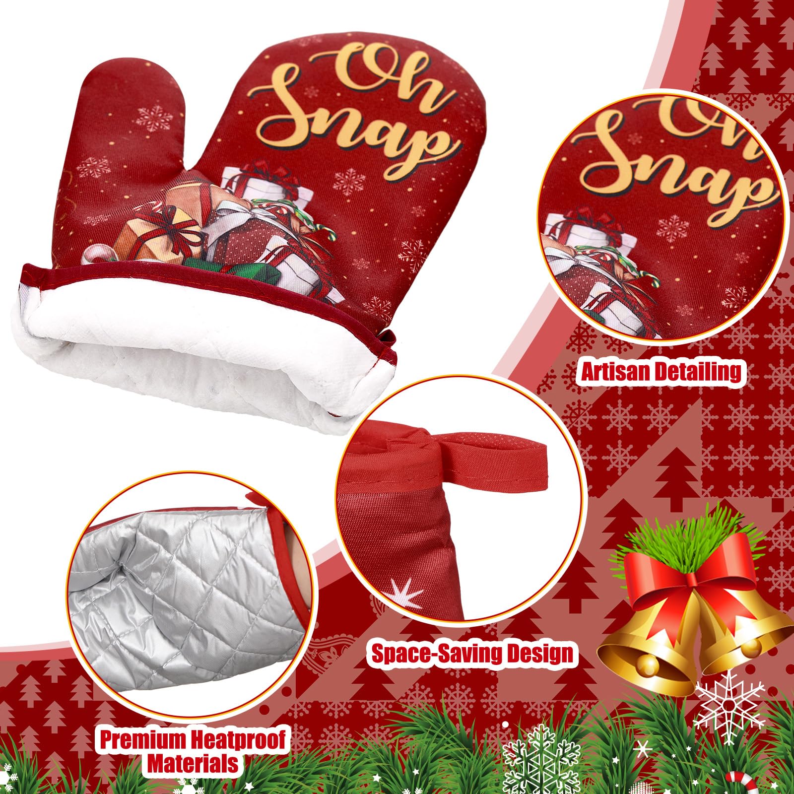 Qinyoung 48 manoplas de cocina navideñas para ollas, Papá Noel negro