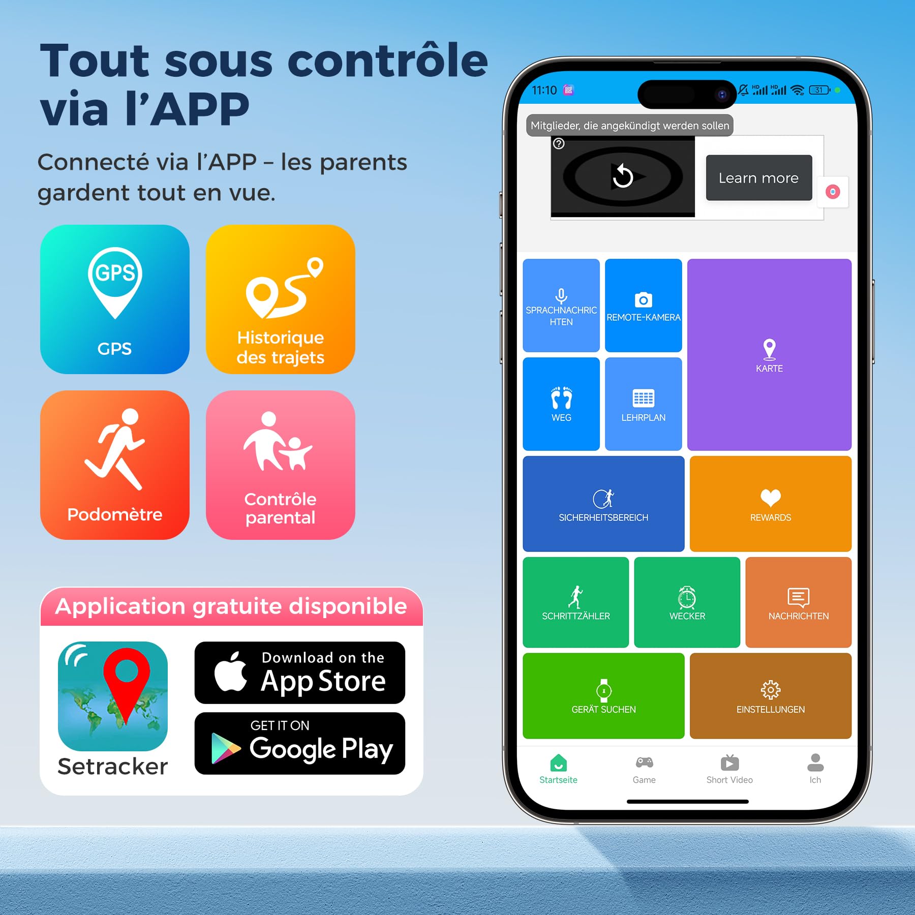 Montre Connectée Enfant GPS et Téléphone – ChatGPT AI Montre Intelligente avec Appels Vidéo, Chat Vocal, SMS, WiFi, 47 Jeux, Mode Scolaire, 4 Modes Sportifs, Cadeau pour Enfants dès 4-13 Ans (Bleu)