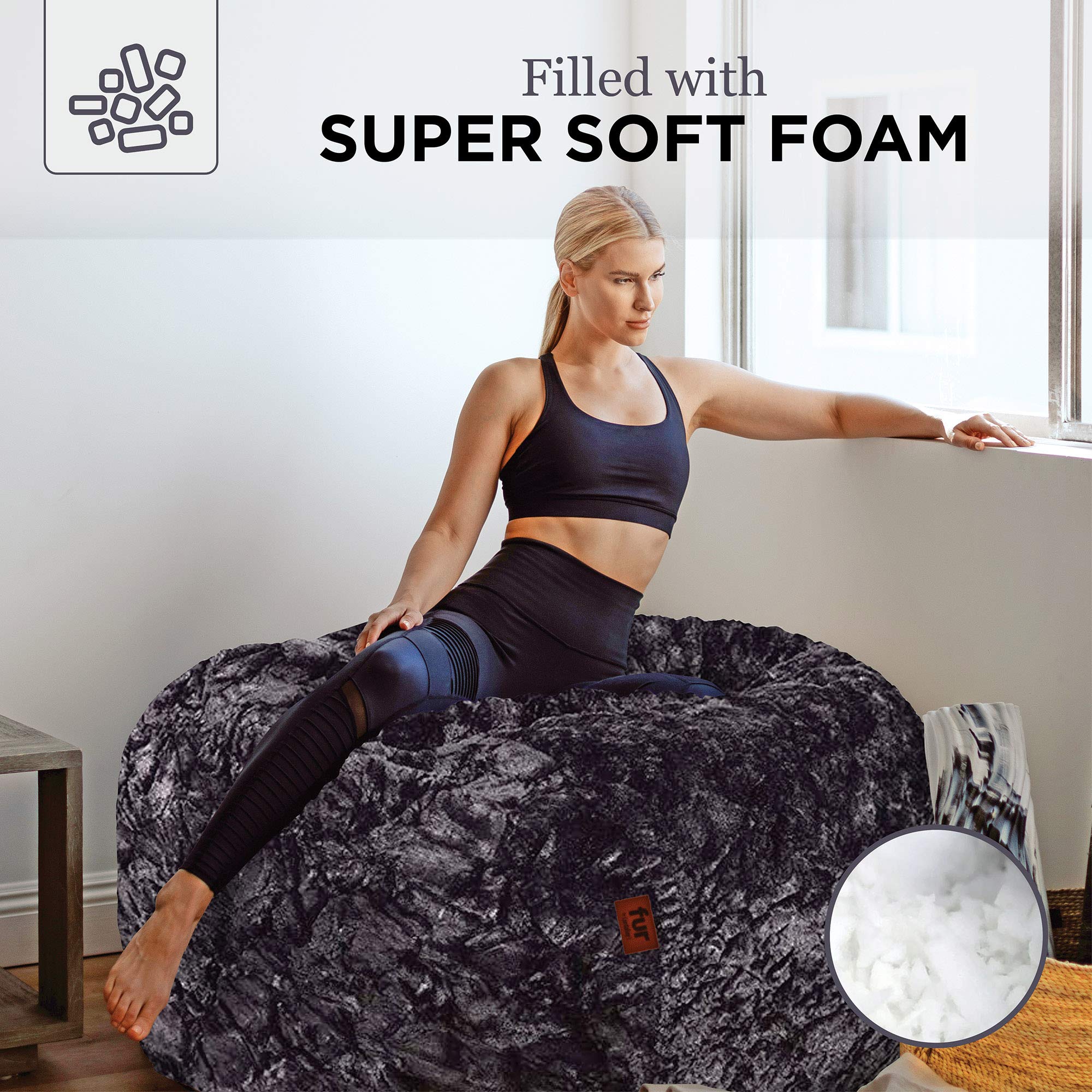 CordaRoy's Faux Fur Bean Bag Chair, Convertible Chair Folds from Bean