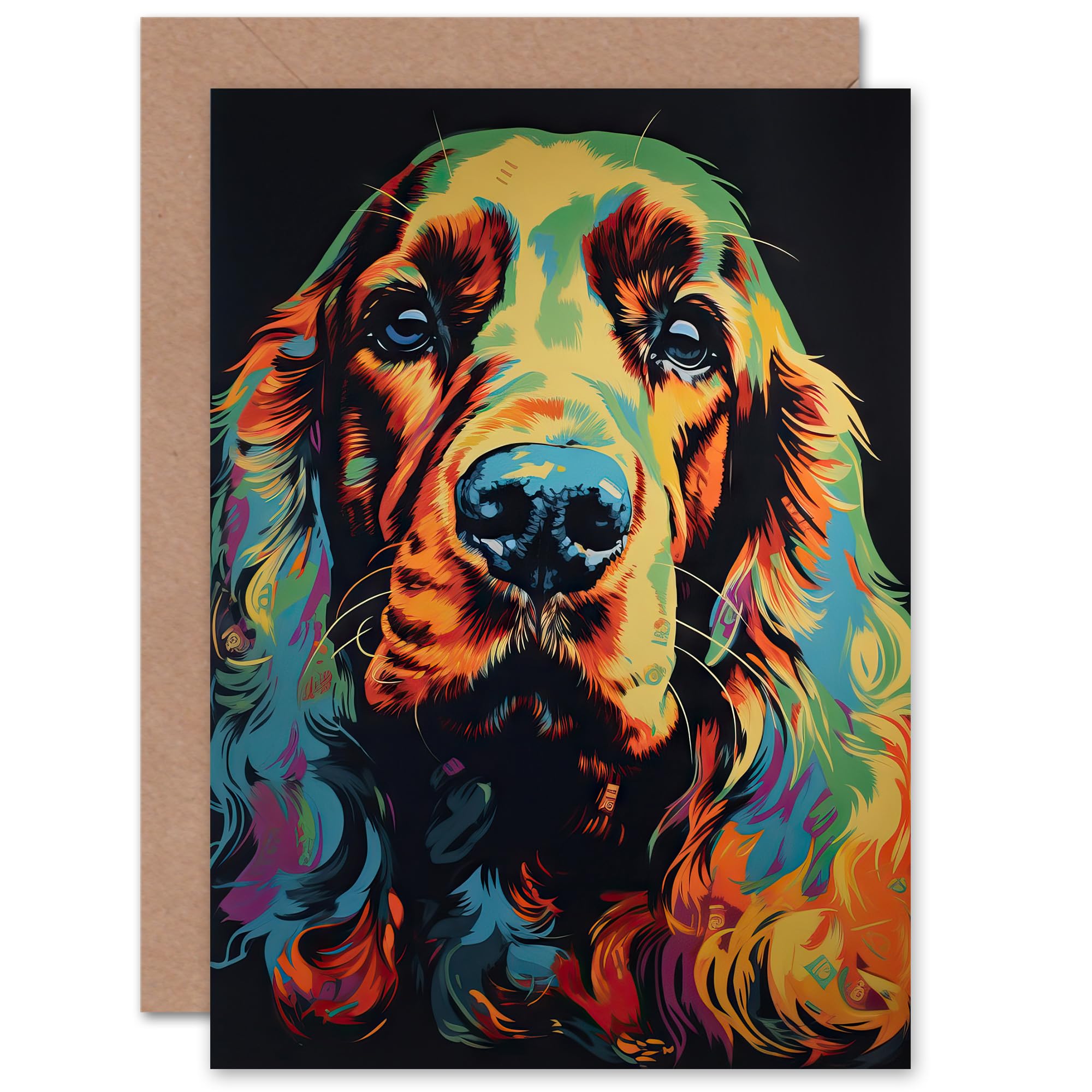 Cocker Spaniel Pet Dog Lover Portrait for Him or Her Man Woman Birthday Thank You Congratulations Blank Art Greeting Card