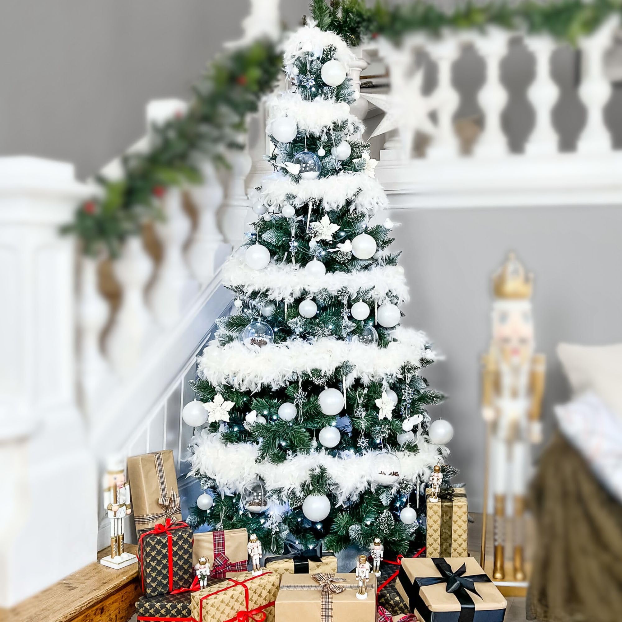 SPRINGOS Arbre de Noël Artificiel 180 cm Sapin Diamant avec Tronc Naturel Neige Artificielle et Vrais cônes SPRINGOS Arbre de Noël Artificiel 180 cm Sapin Diamant avec Tronc Naturel Neige Artificielle et Vrais cônes