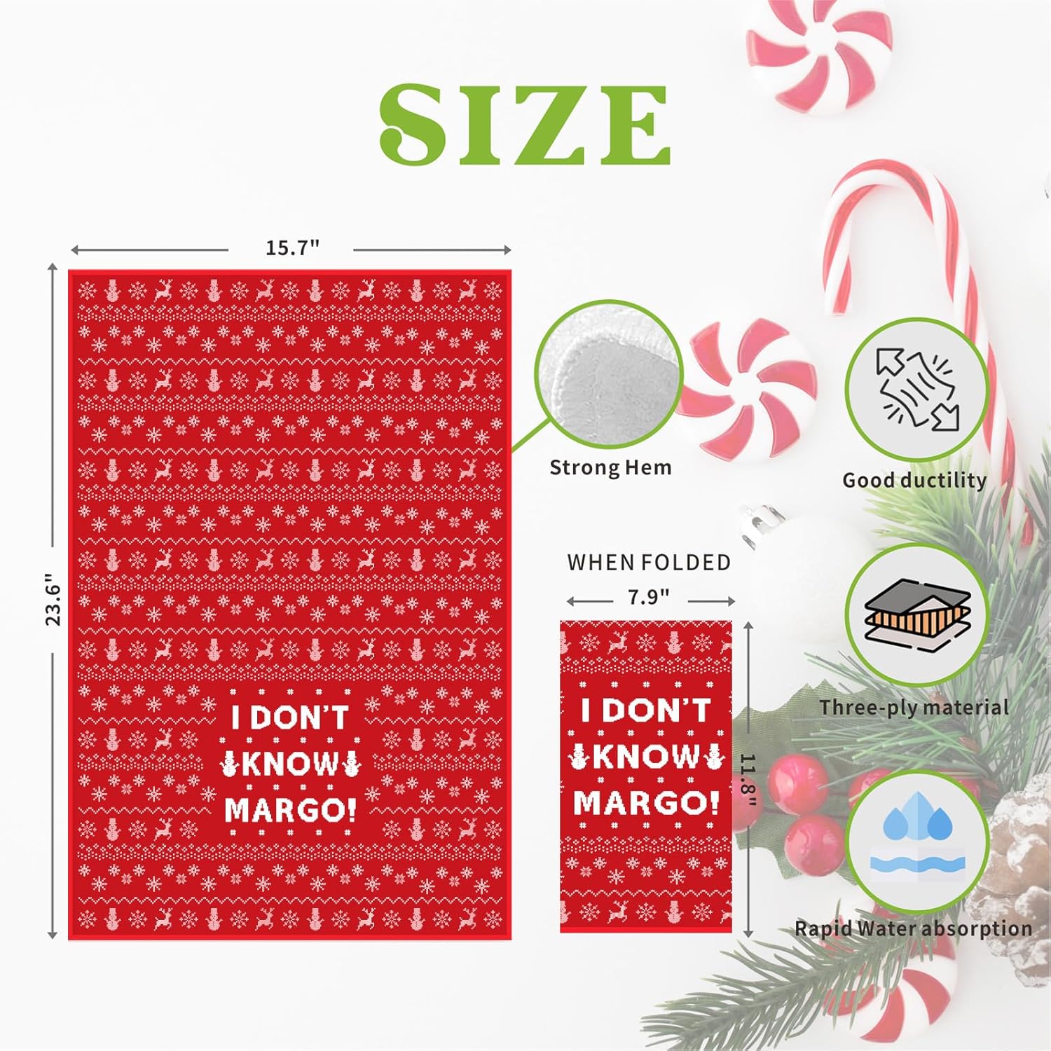 Christmas Vacation Decorations, 2Pcs Funny Holiday Kitchen Towels, Griswold Family Cousin Eddie Christmas Vacation Merch, Xmas Bathroom Hand Towels - Why is The Carpet All Wet? I Don't Know Margo