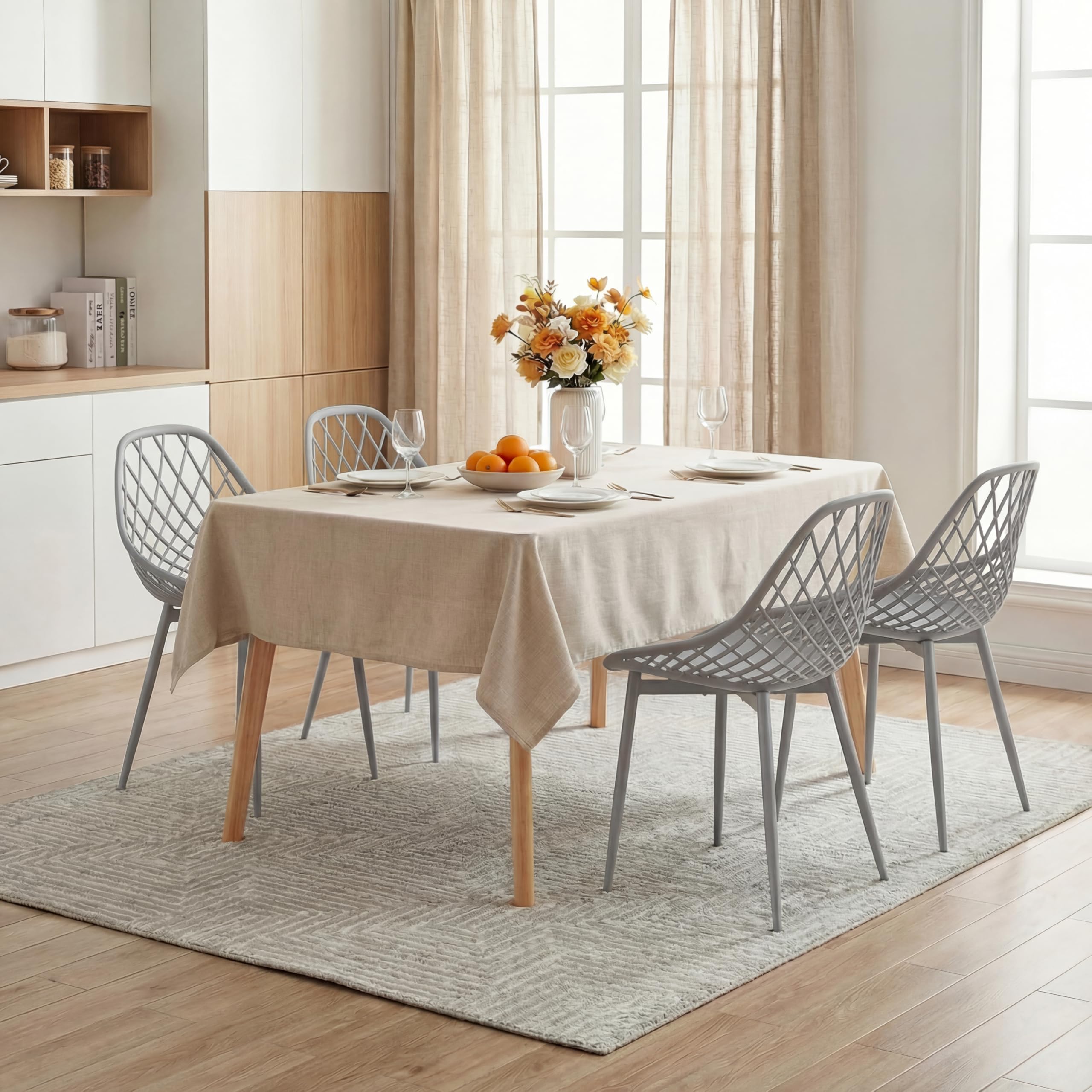 buybyroom Set di 6 sedie da pranzo in plastica, con piedi in metallo, per cucina, soggiorno, fino a 120 kg, grigio