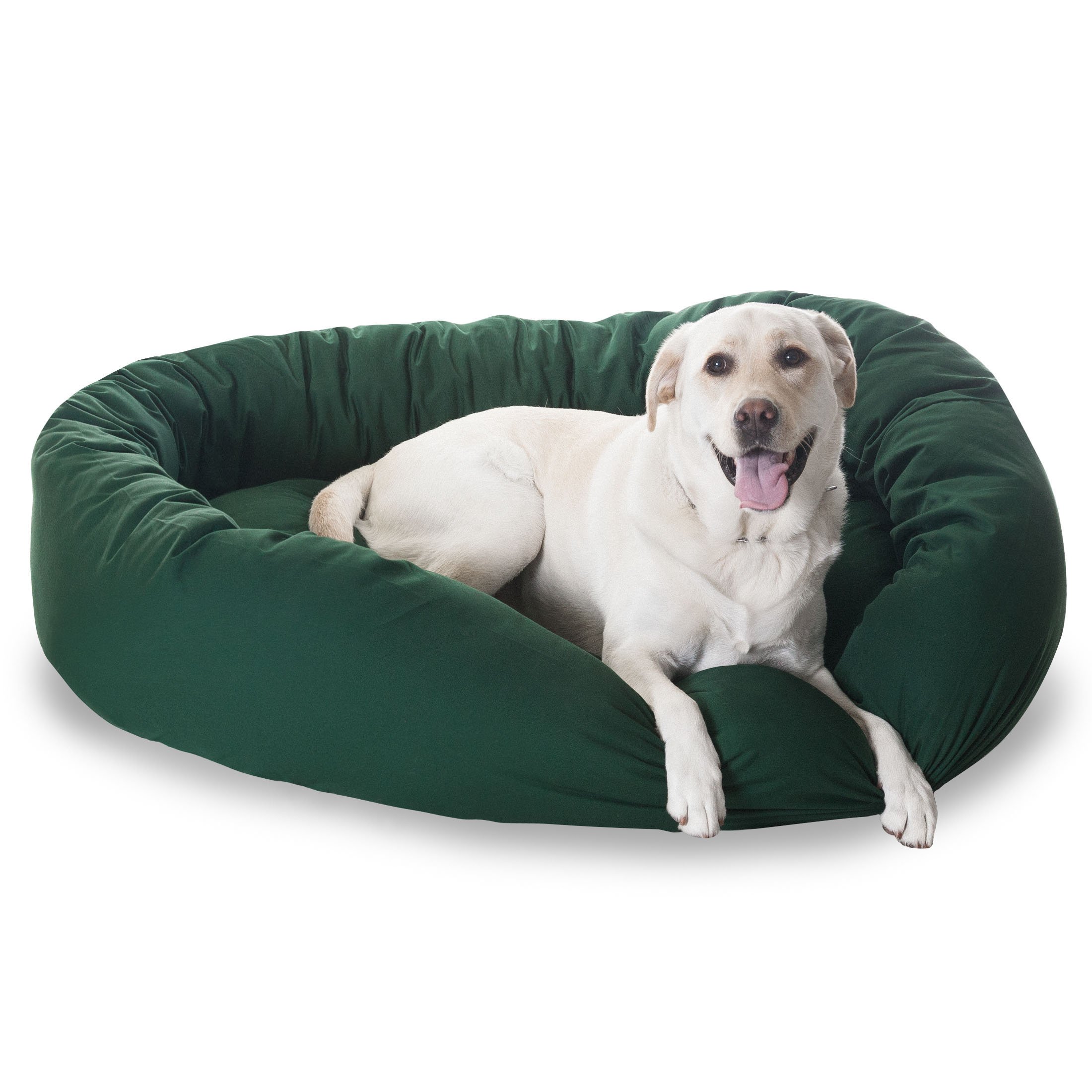 Majestic Pet 52 Inch Bagel Calming Dog Bed Washable – Cozy Soft Round Dog Bed with Spine Support for Dogs to Rest their Head - Fluffy Donut Dog Bed 52x35x11 (Inch) - Round Pet Bed X-Large – Green