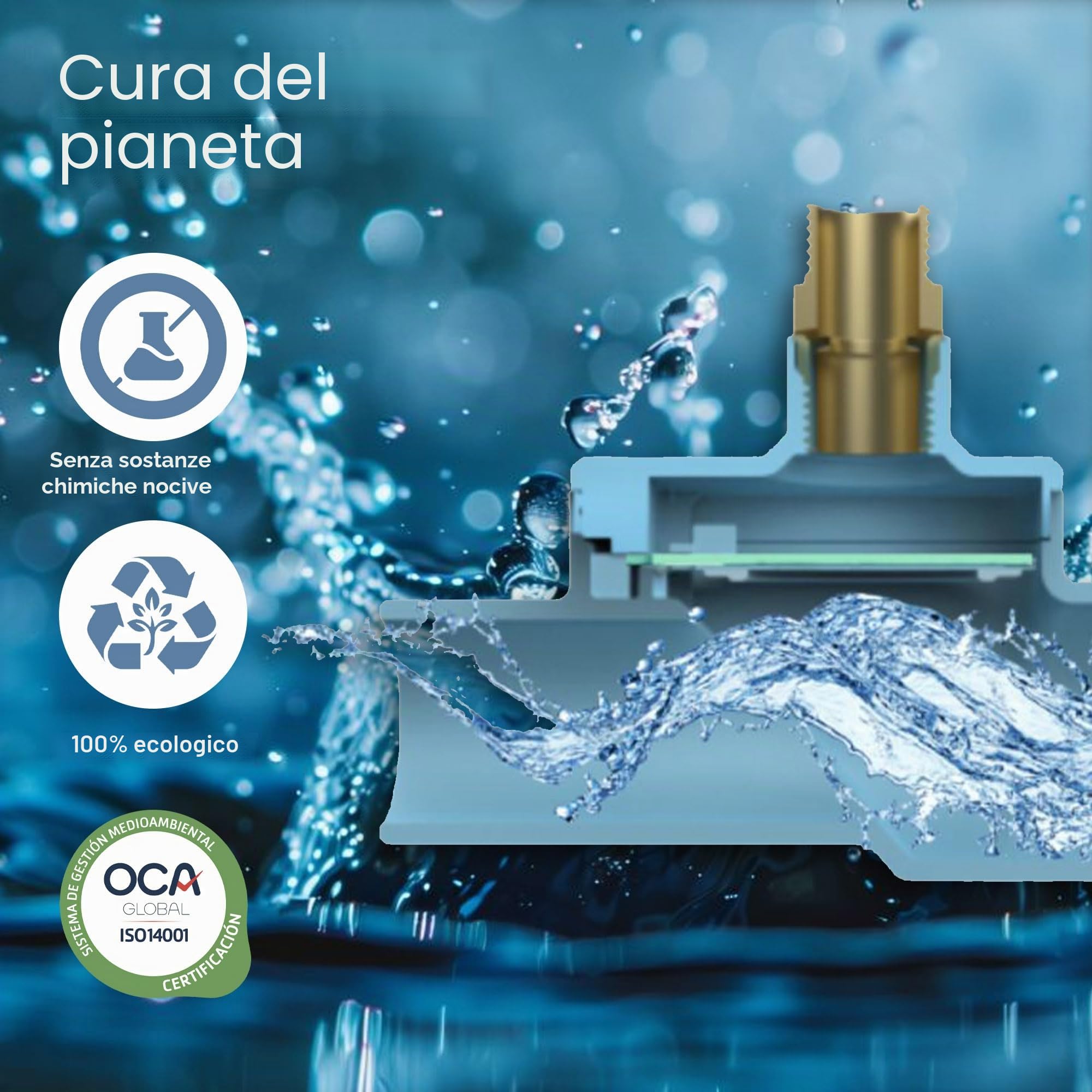 Deslimp - Pulisci Tubi - Mantieni gli scarichi puliti senza sostanze chimiche - Tecnologia TIVI, ecologica - Include tubo flessibile lungo 40 cm e filettatura in ottone da 1/2" - Fabbricato in Spagna