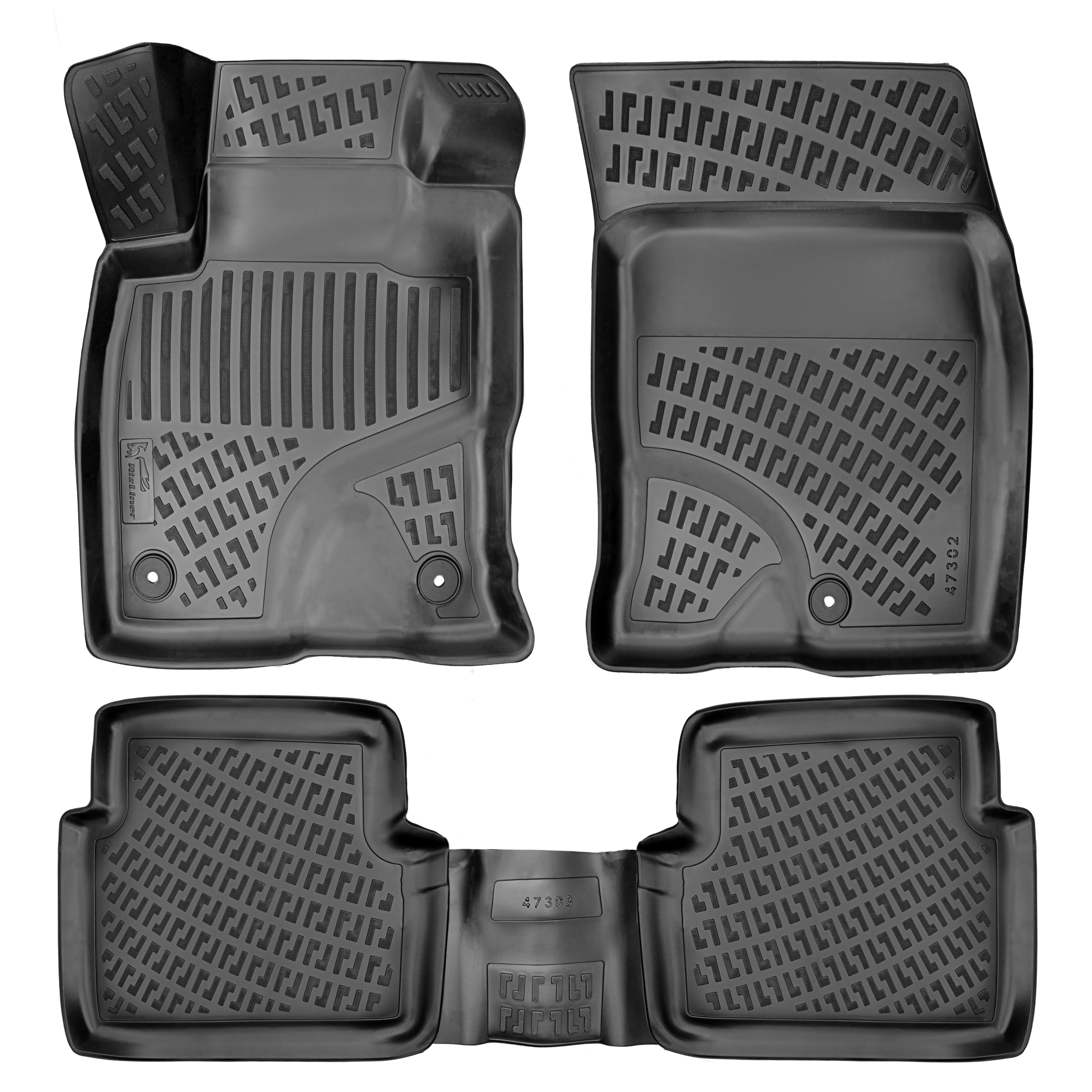 RizLiner Hyundai Ioniq 5 Unmovable Console 2022-2026 (No Movable Console) Floor Mats 3D Custom Fit Rubber Car Mats All Weather Laser Measured Floor Liners Heavy Duty Waterproof (Front & Rear) — view 75